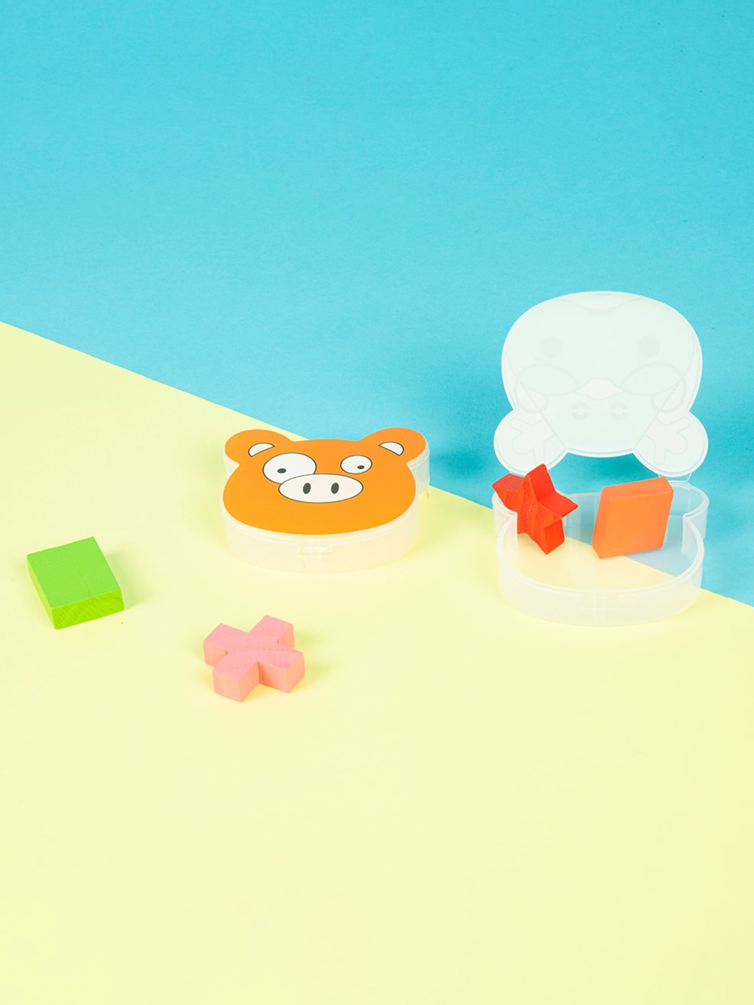 

Baby Moo Pack of 2 Animal Face Mini Lunch Box, Orange