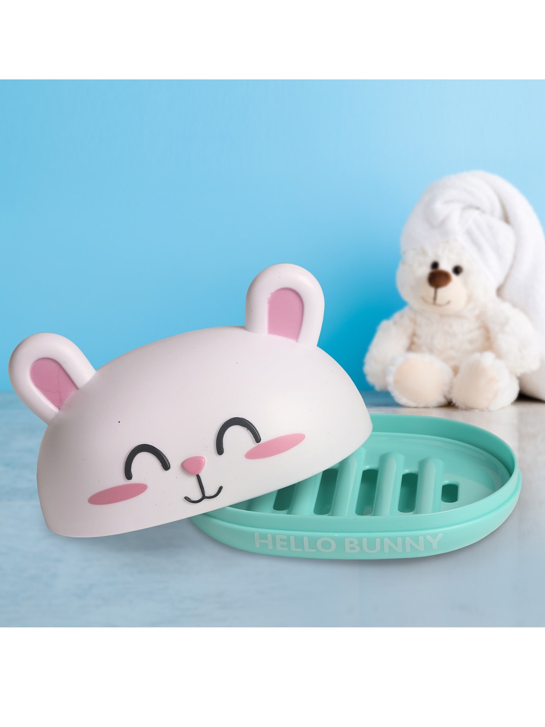 

Baby Moo Turquoise Blue Bunny Shape Soap Holder