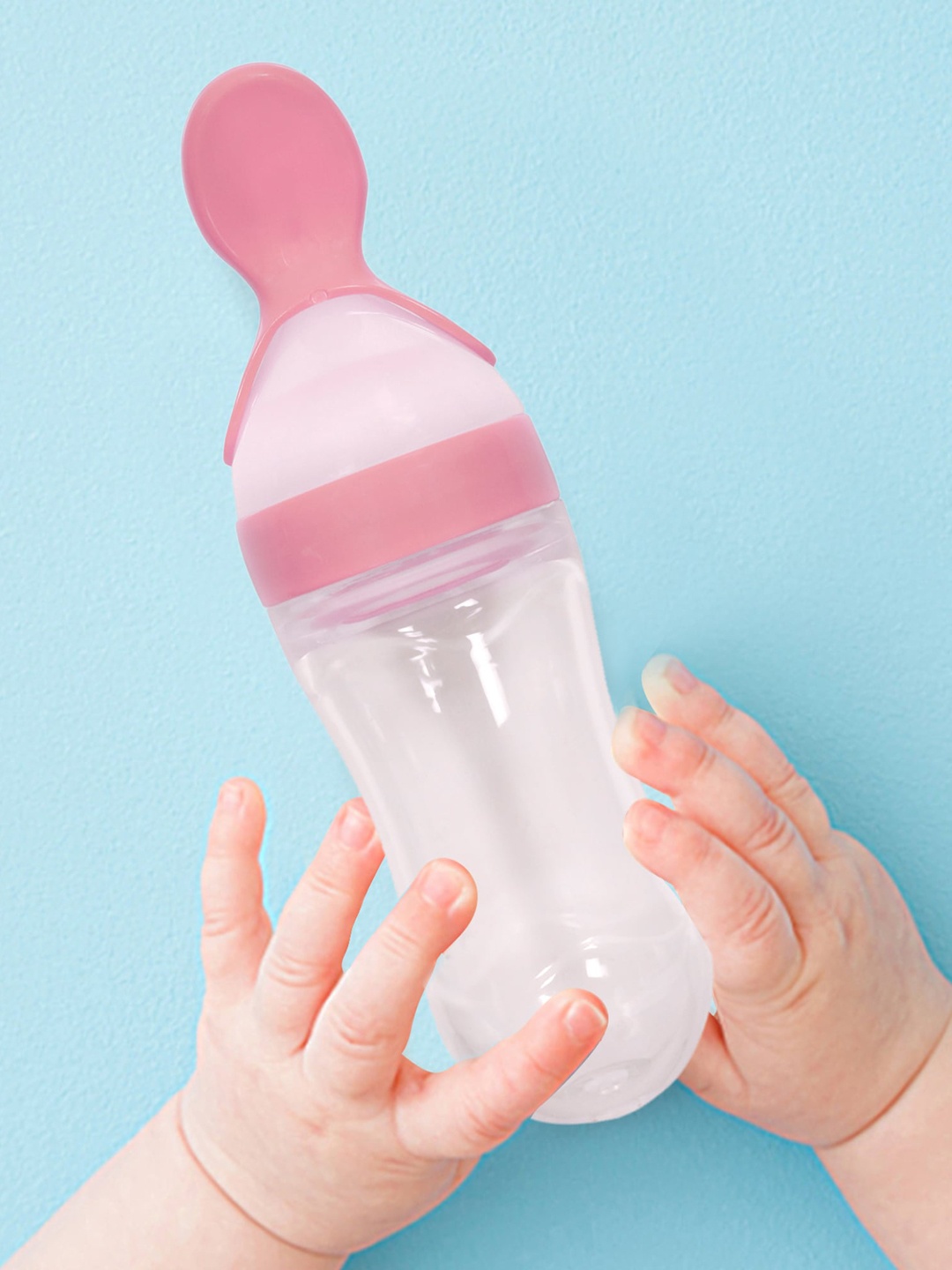 

Baby Moo Pink Squeeze Bottle Feeder With Dispensing Spoon 90 Ml