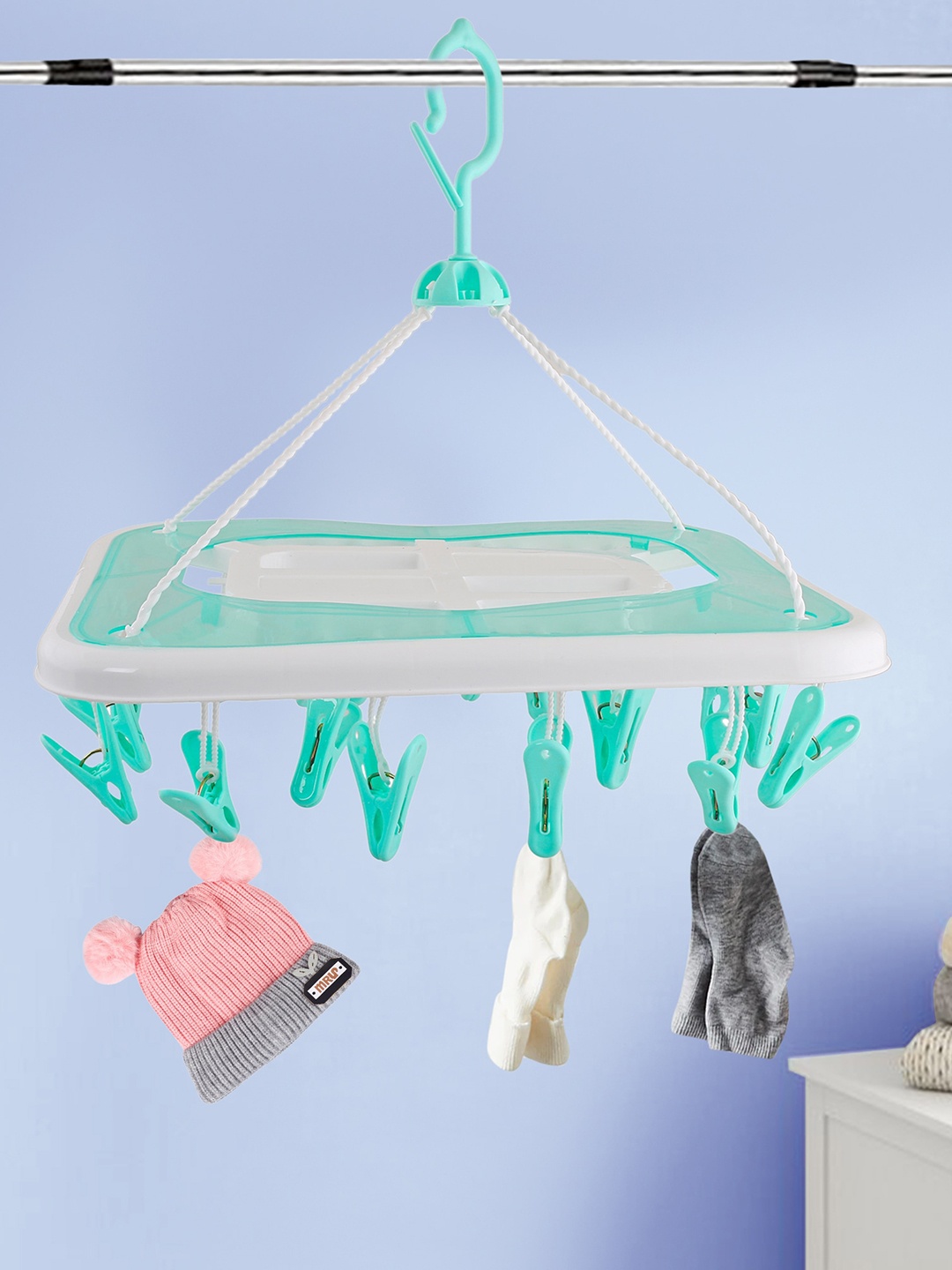 

Baby Moo Kids Turquoise Blue & White Premium Rectangular Clip Hanger