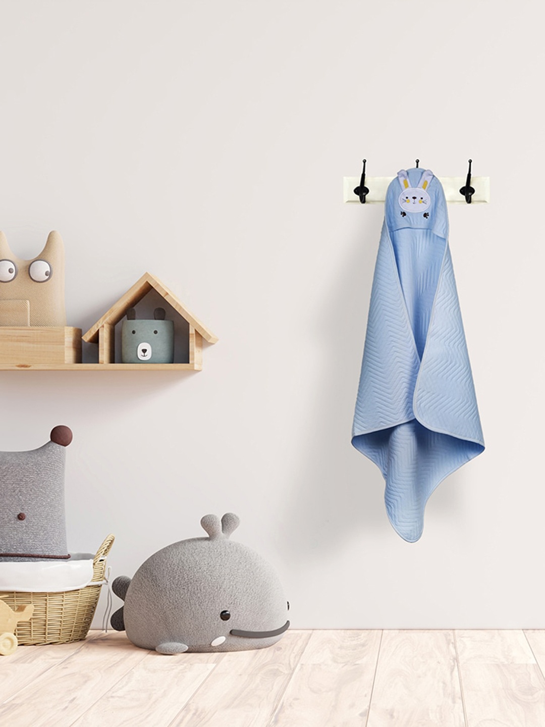 

Baby Moo Infants Blue Pure Cotton Bunny Summer Quilt