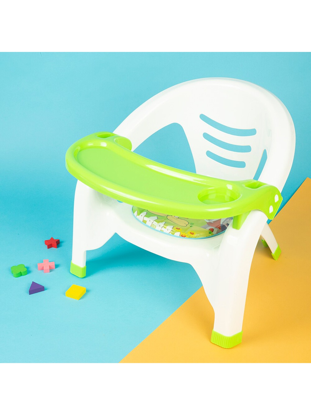 

Baby Moo Infant Kids Green & White Feeding Chair