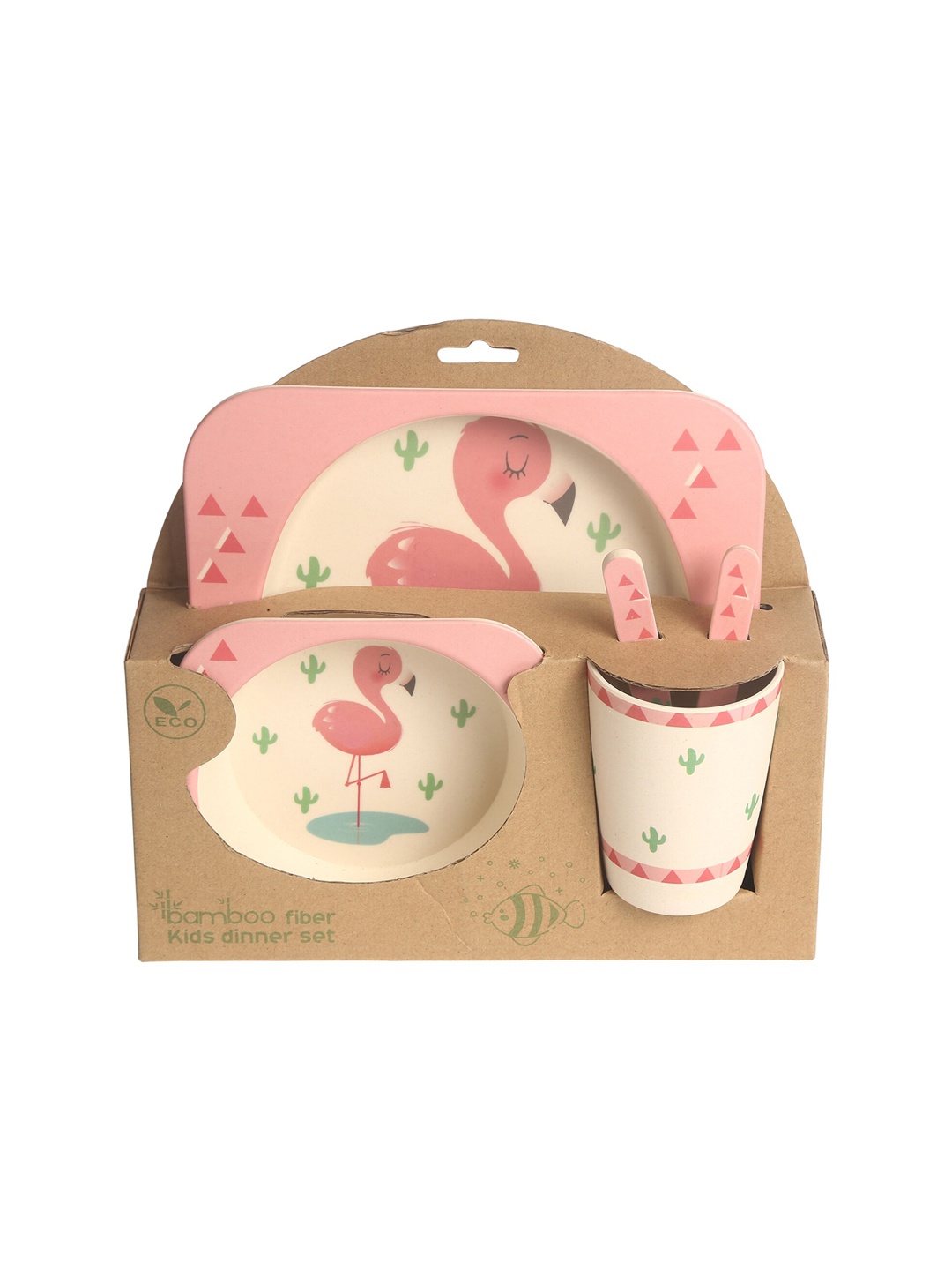 

Baby Moo Giraffe Pink Bamboo Fiber Dinner Set