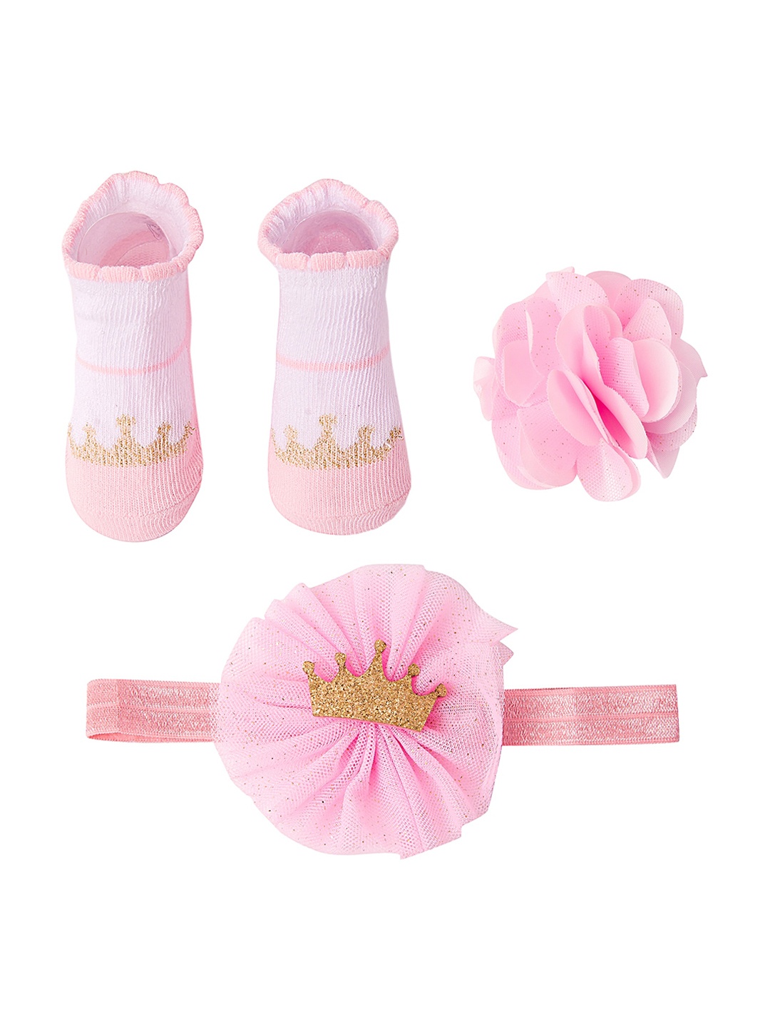 

Baby Moo Pack Of 3 Pink Hairband & Socks Set