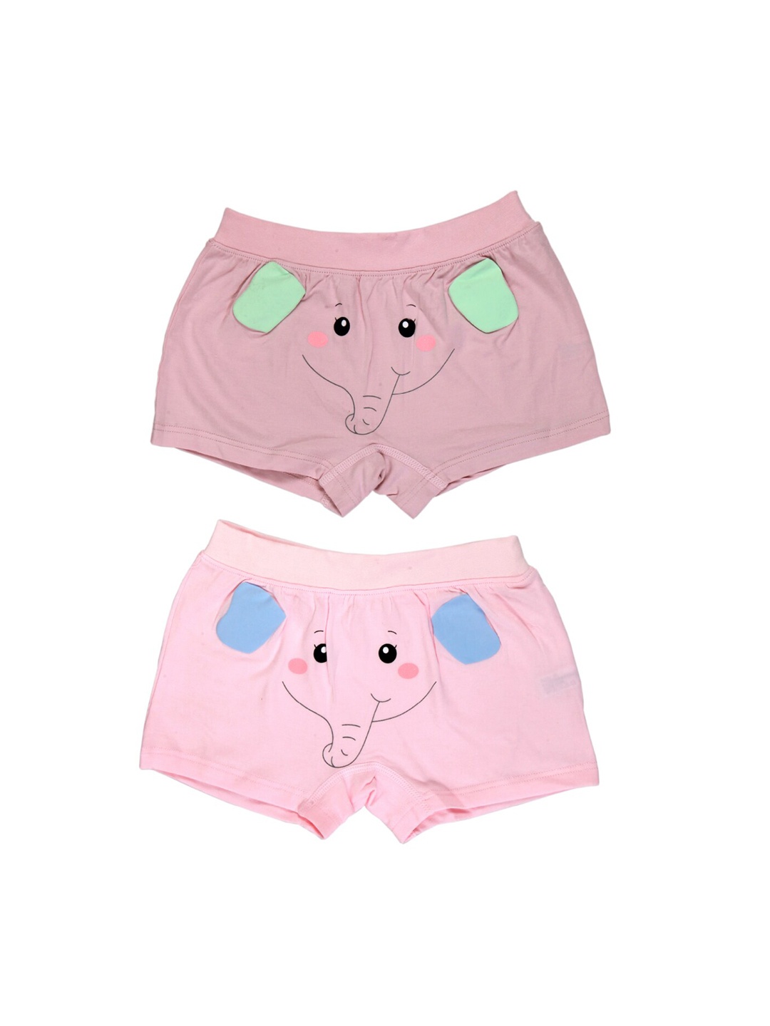 

Baby Moo Kids Pack Of 2 Pink Elephant Ears Printed Shorts