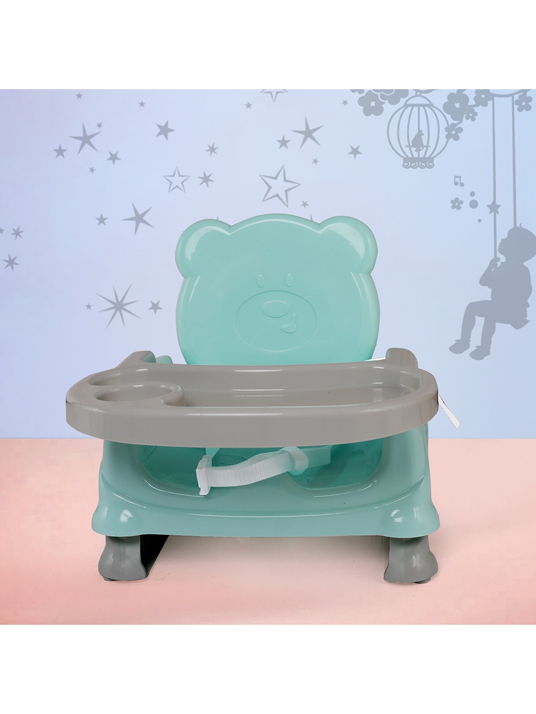 

Baby Moo Kids Green Foldable Feeding Chair with Strap