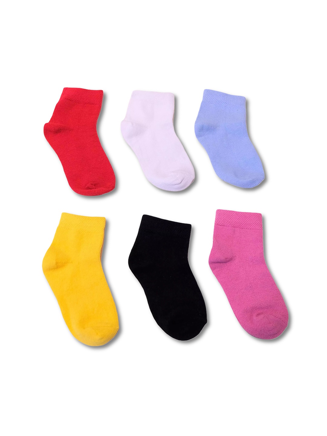 

TIPY TIPY TAP Kids Set Of 6 Red & Yellow Solid Cotton Ankle Length Socks