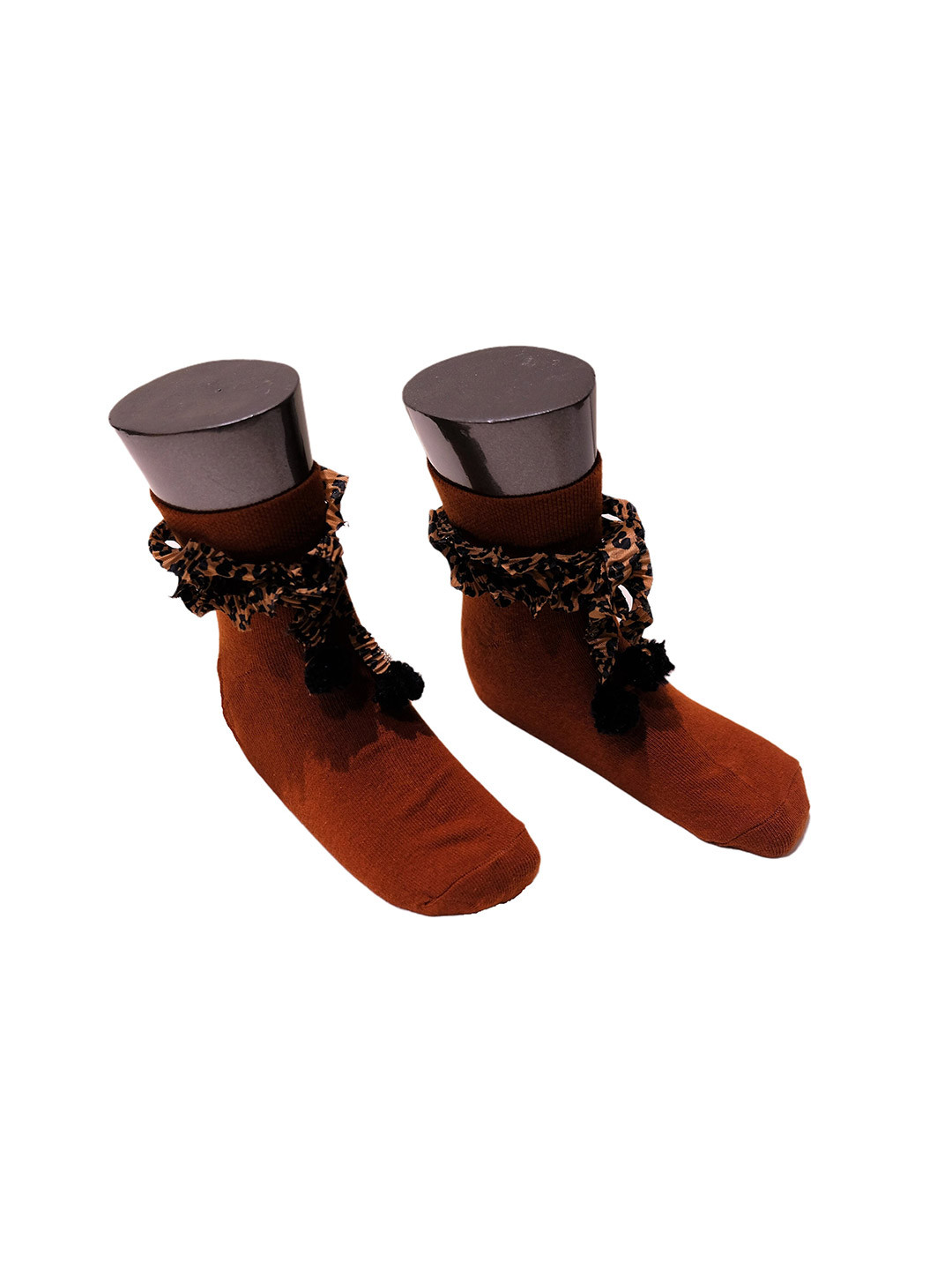 

TIPY TIPY TAP Girls Brown Animal Printed Ankle-Length Socks
