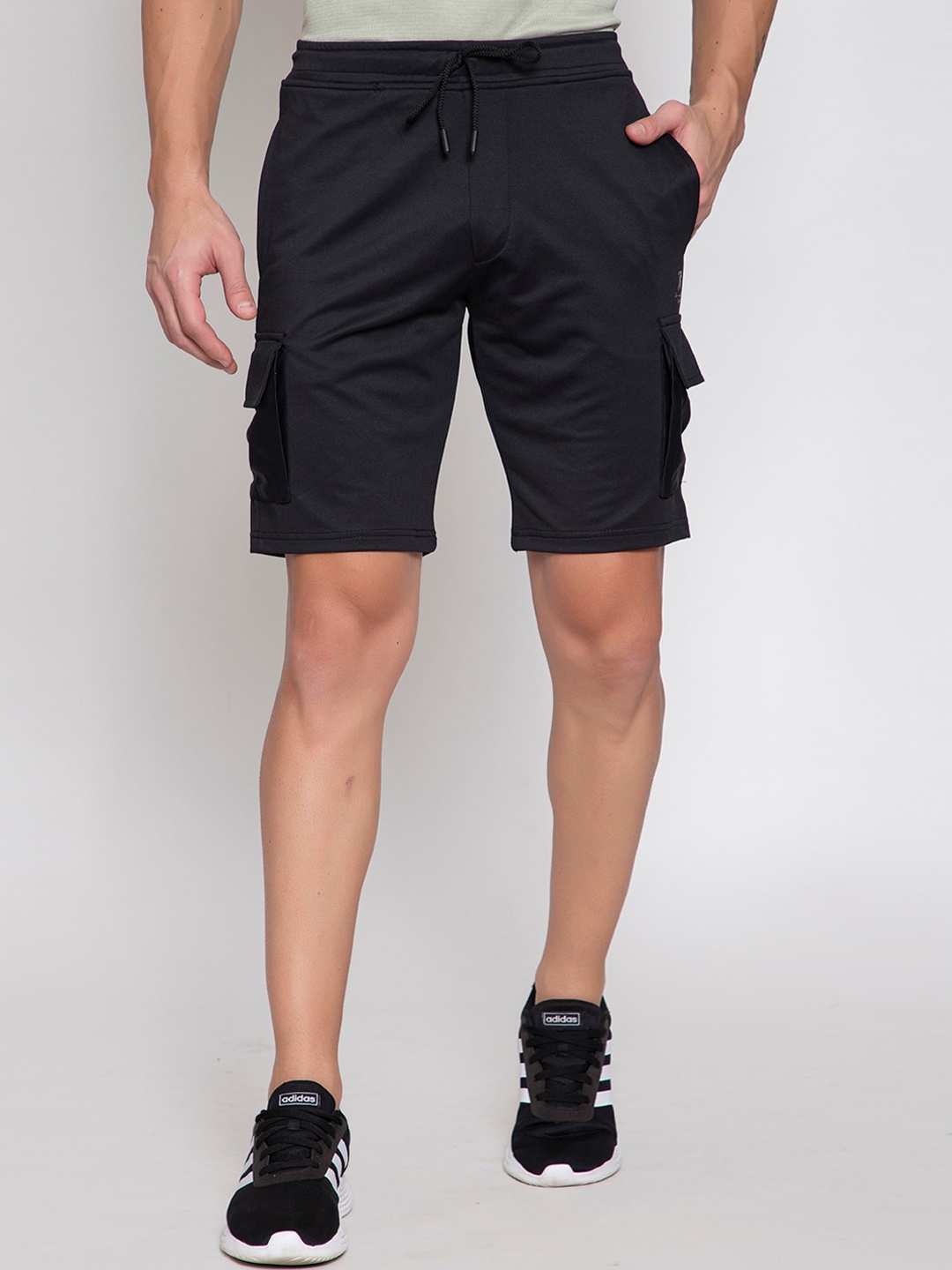 

ARMISTO Men Black Solid Cotton Dri-Fit Training or Gym Shorts