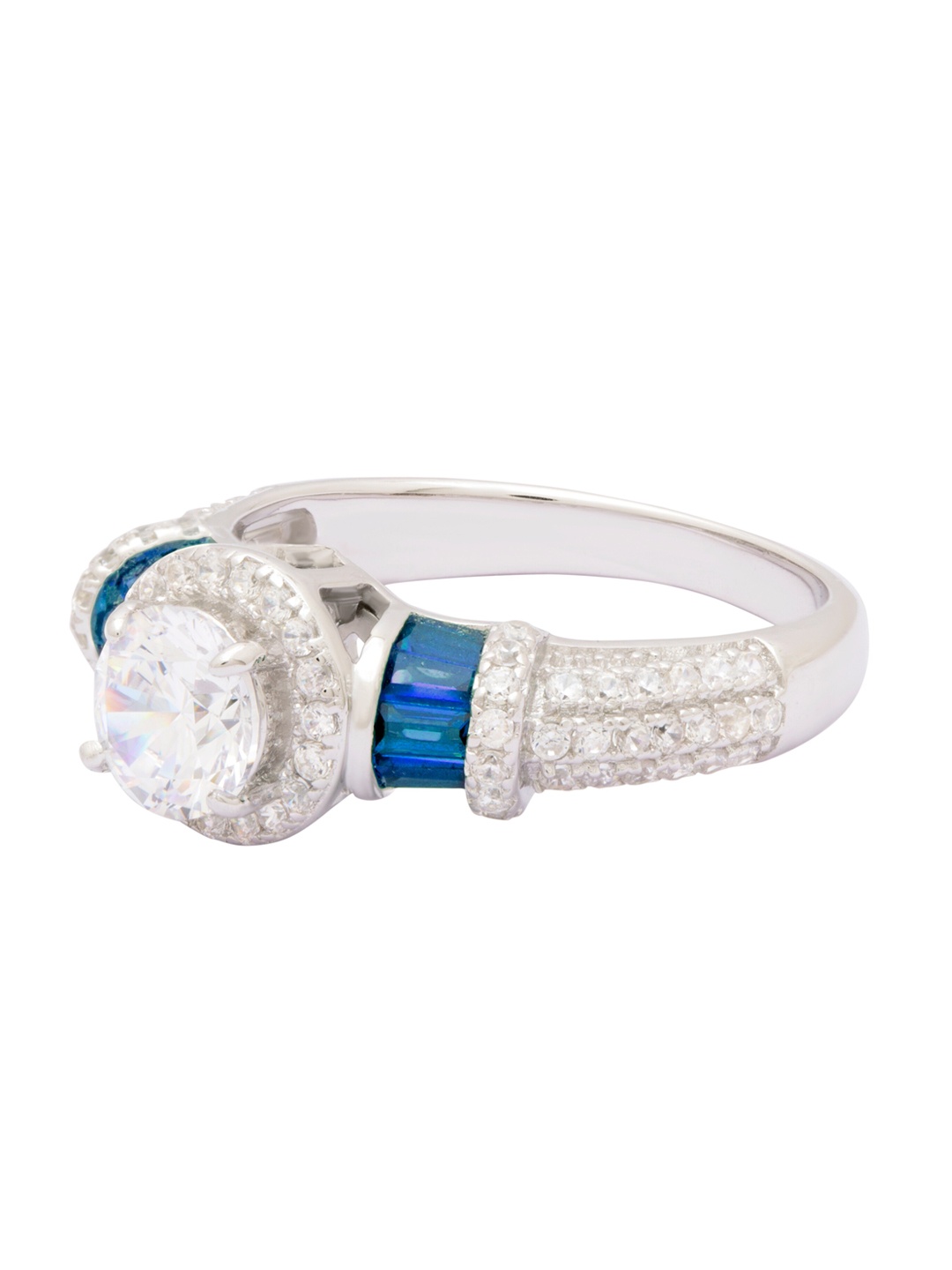 

ANAYRA Women White & Blue 925 Sterling Silver Ring