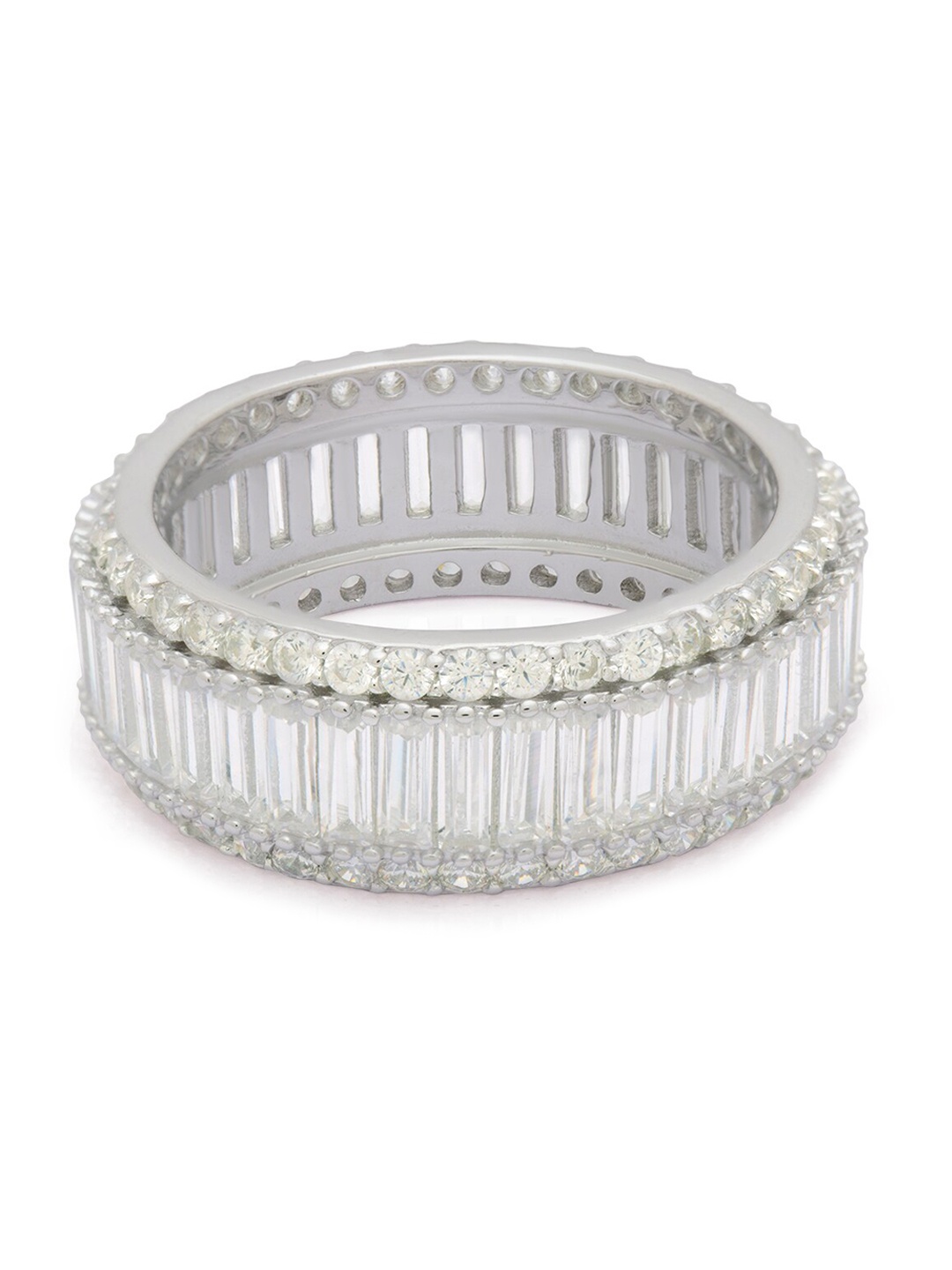 

ANAYRA Women 925 Sterling Silver CZ Studded Finger Rings
