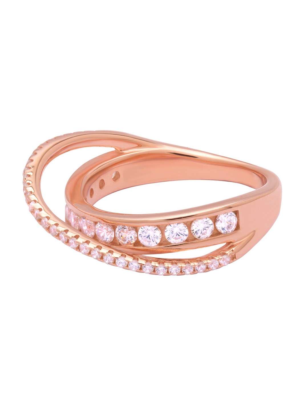 

ANAYRA Women White & Rose Gold-Toned 925 Sterling Silver Ring