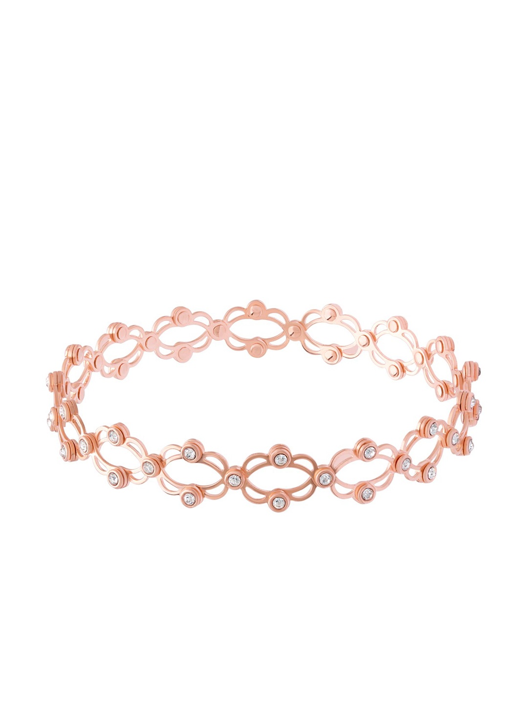 

ANAYRA Women Rose-Gold-Plated 925 Sterling Silver CZ Studded Expandable Finger Ring
