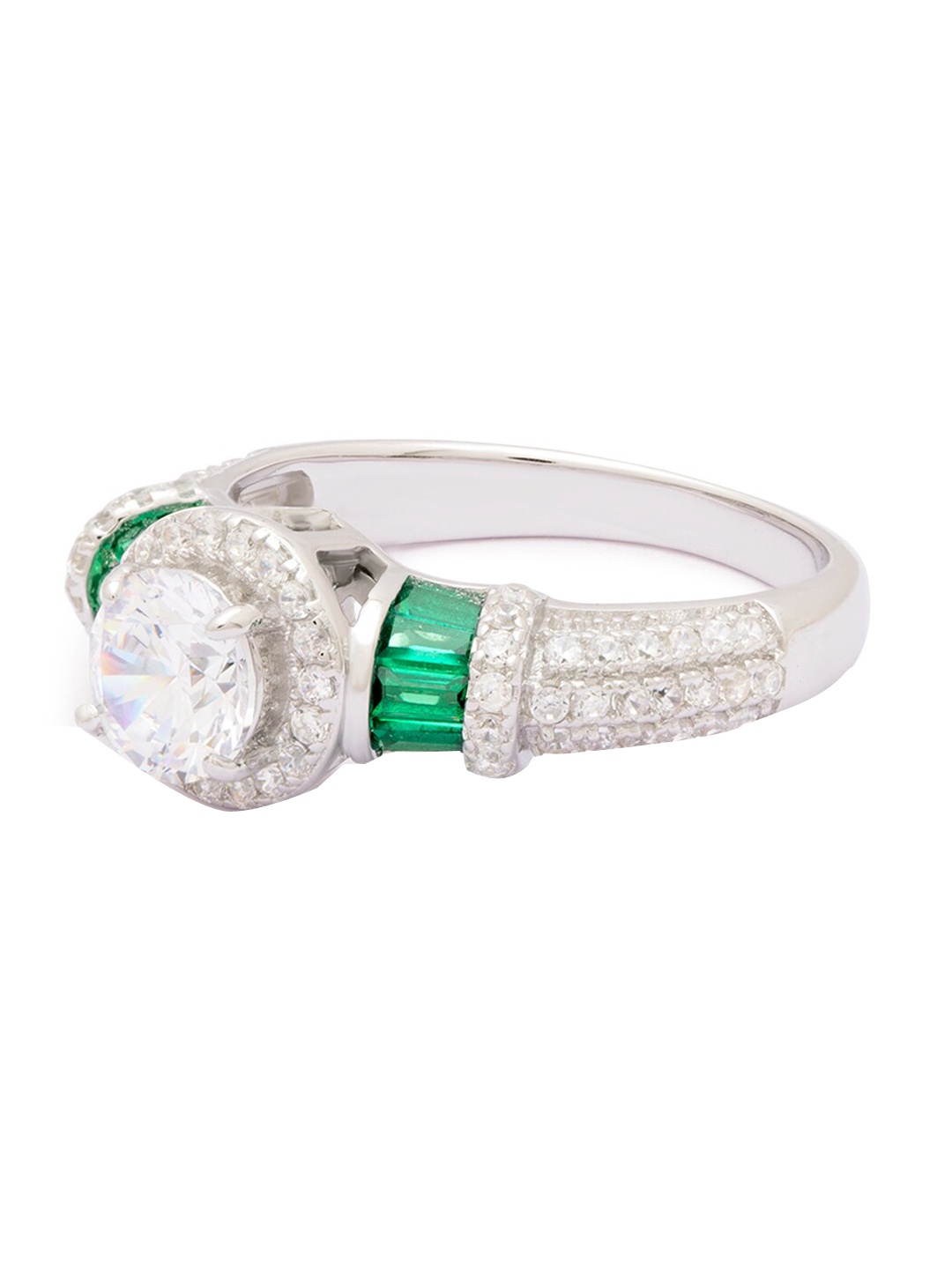 

ANAYRA Women White & Silver-Toned 925 Sterling Silver Ring