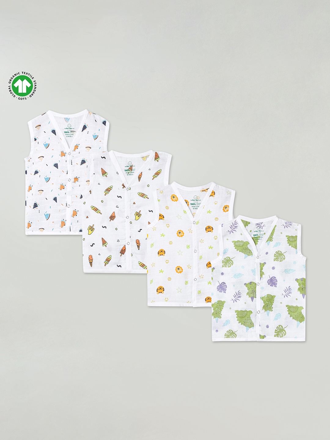 

The Boo Boo Club Infants Pack Of 4 Printed Sustainable Organic-Cotton Jhablas, White