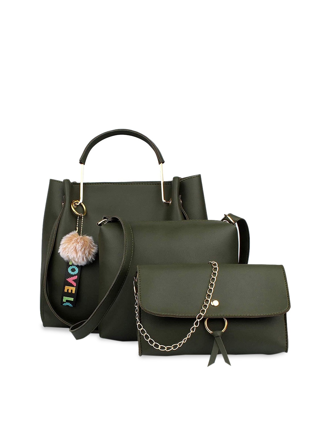 

Style SHOES Green PU Oversized Structured Satchel with Tasselled