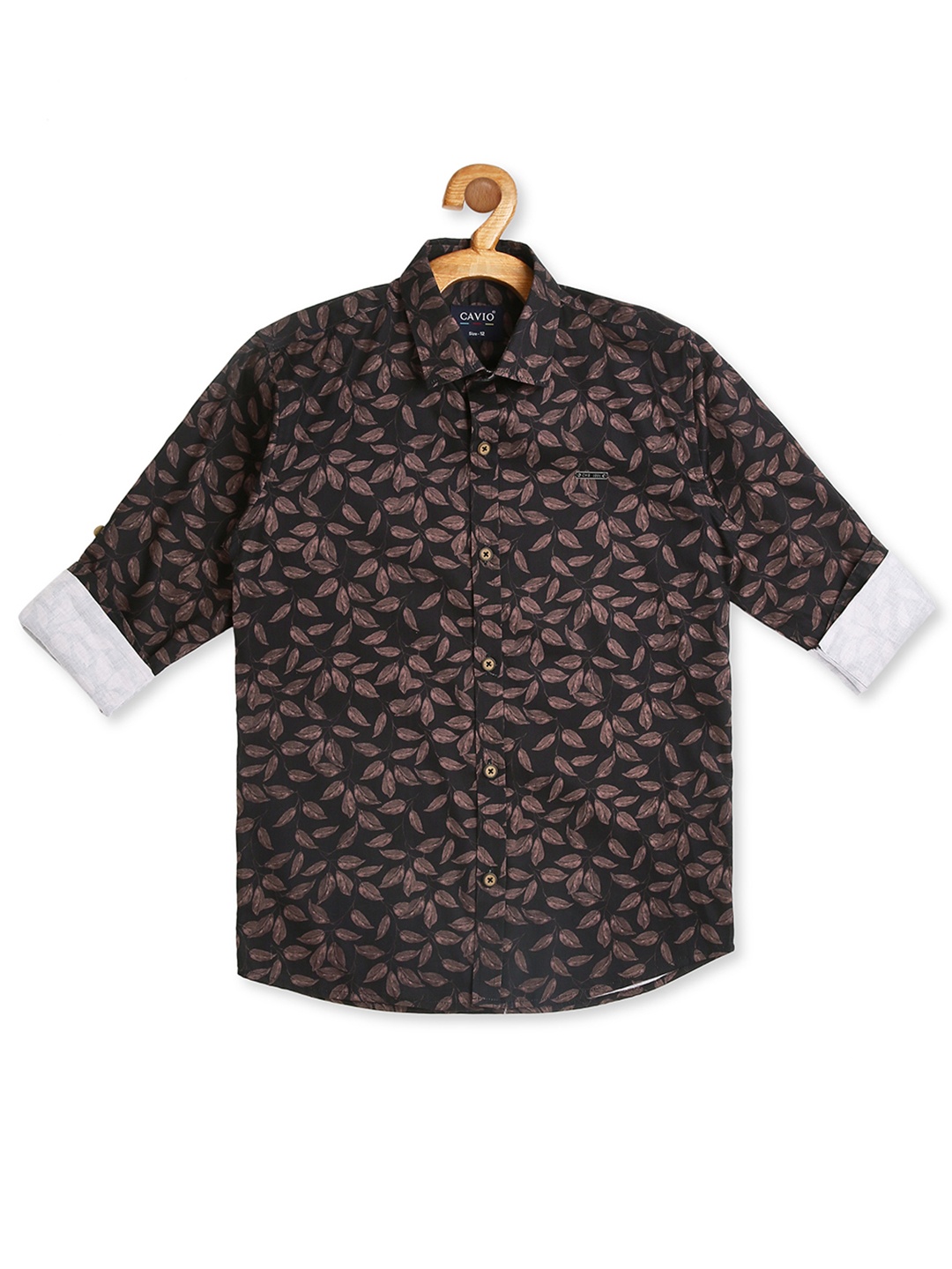 

CAVIO Boys Brown Floral Printed Casual Shirt