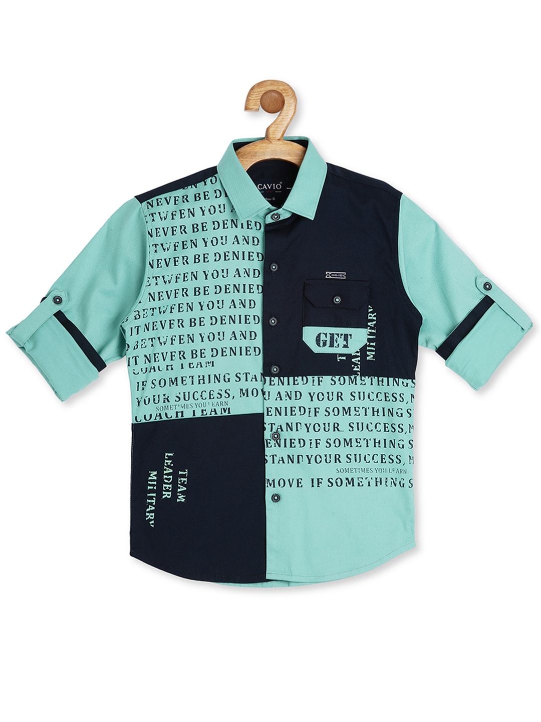 

CAVIO Boys Green Printed Casual Shirt