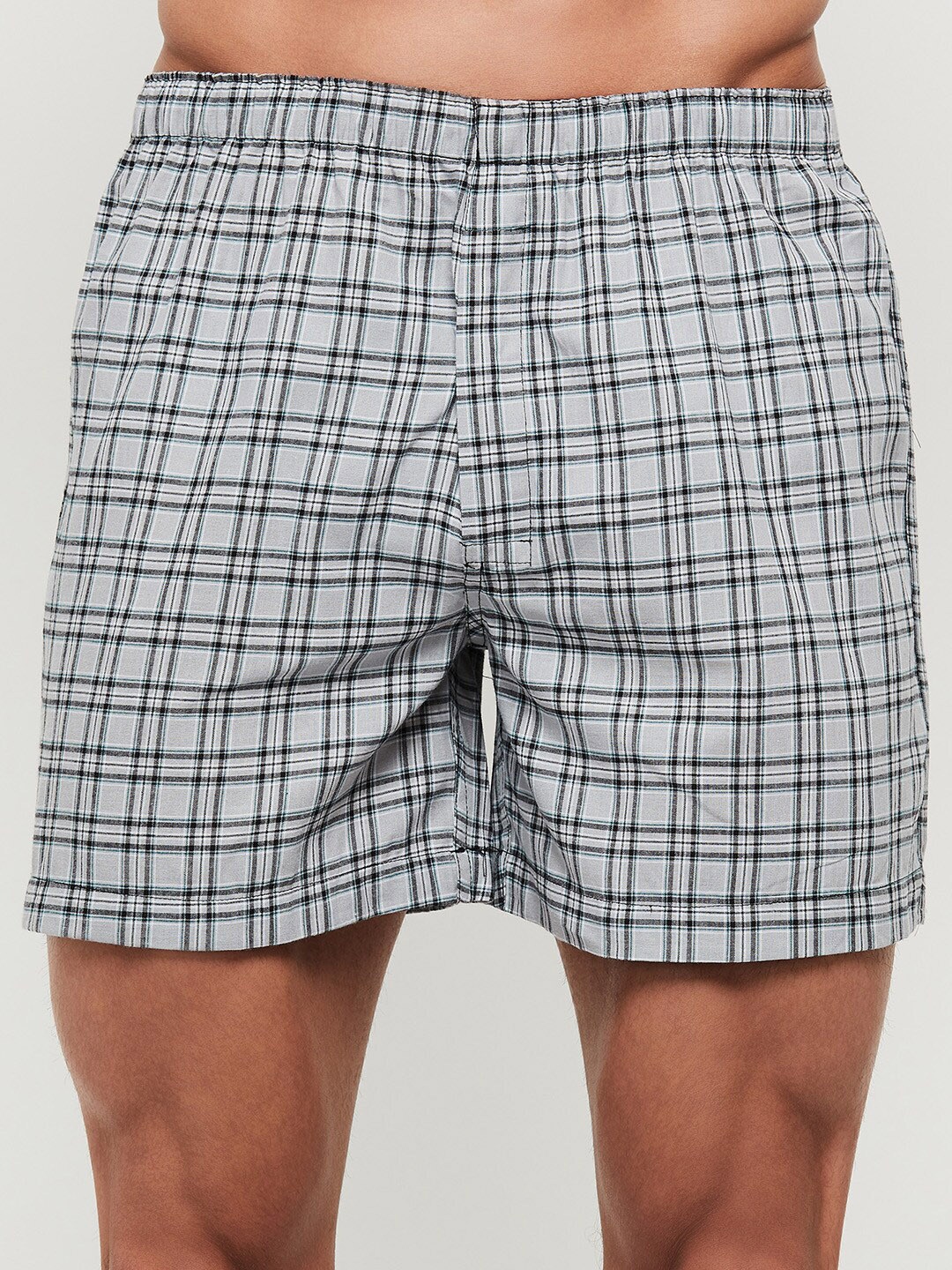 

max Men Grey & Black Checked Pure Cotton Boxers NOOSNYDBXGRAGREY