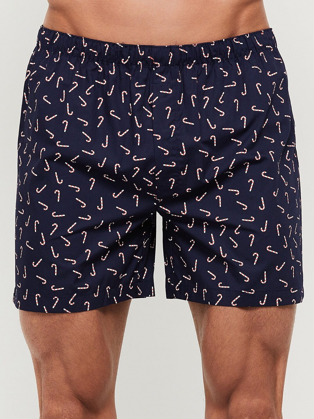 

max Men Navy Blue & White Printed Cotton Boxers NOOSNAOPBXNY5ANAVY