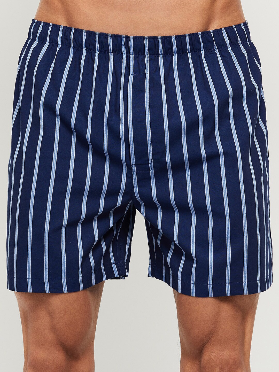 

max Men Navy Blue & White Striped Pure Cotton Boxers NOOSNYDBXNY9