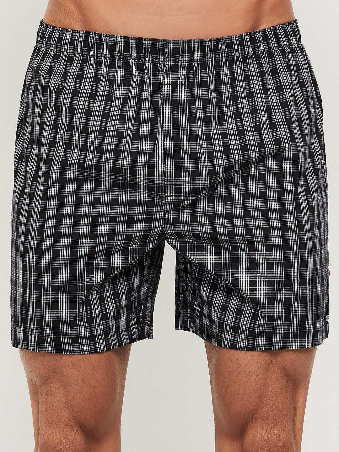 

max Men Black & White Checked Pure Cotton Boxer