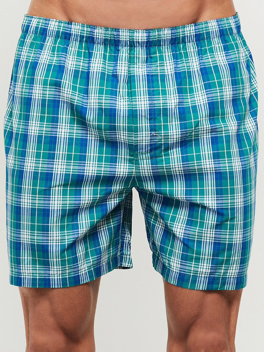 

max Men Green & Blue Checked Cotton Boxers NOOSNYDBXGN2AGREEN