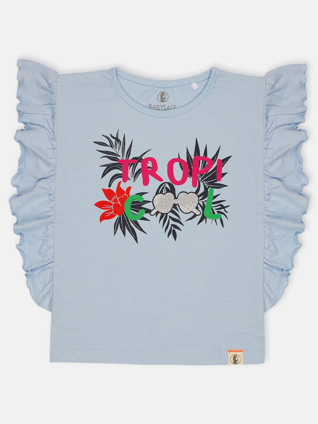 

Babysafe Girls Blue Floral Printed Tropical T-shirt