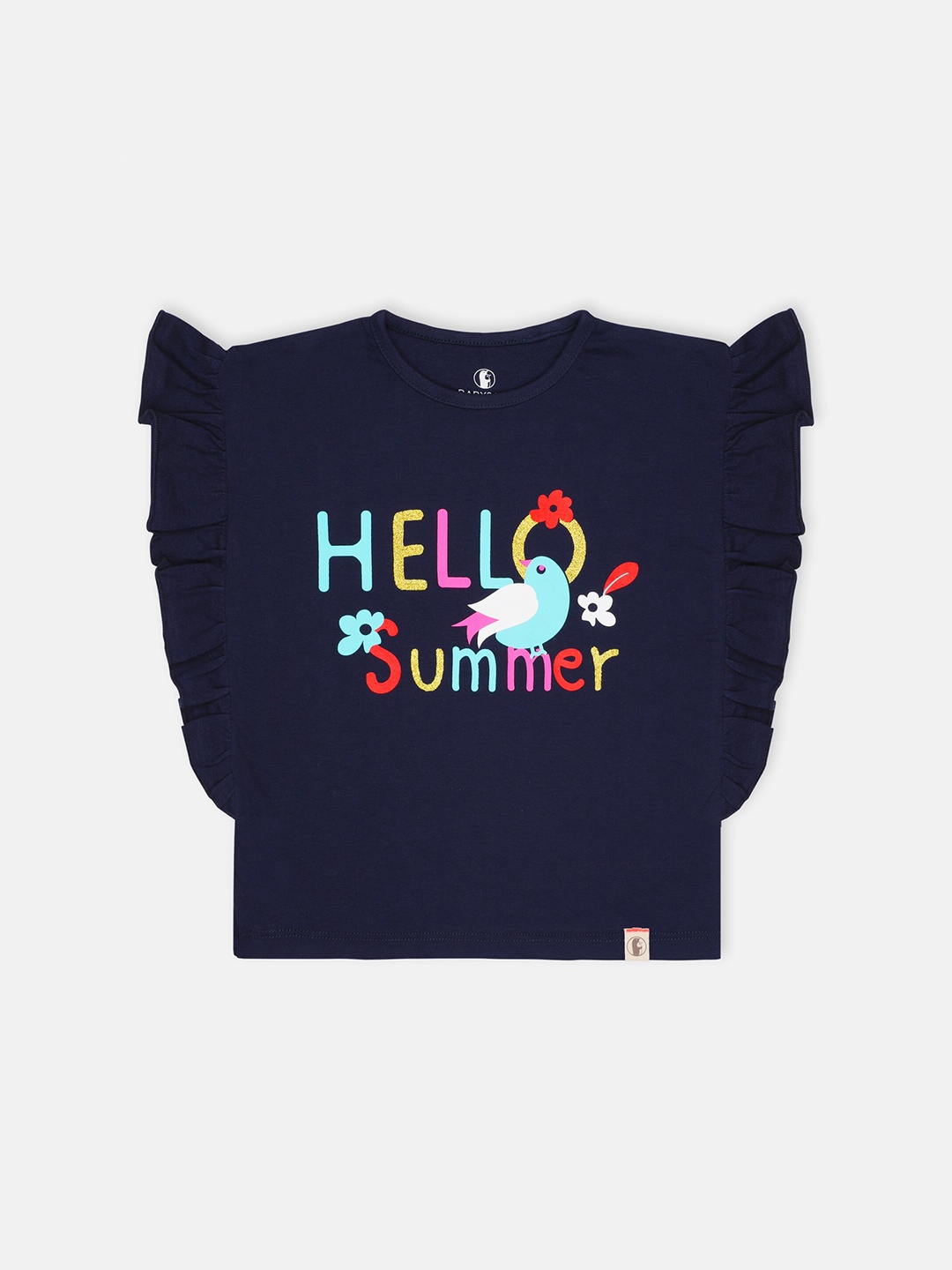 

Babysafe Girls Navy Blue Typography Applique T-shirt