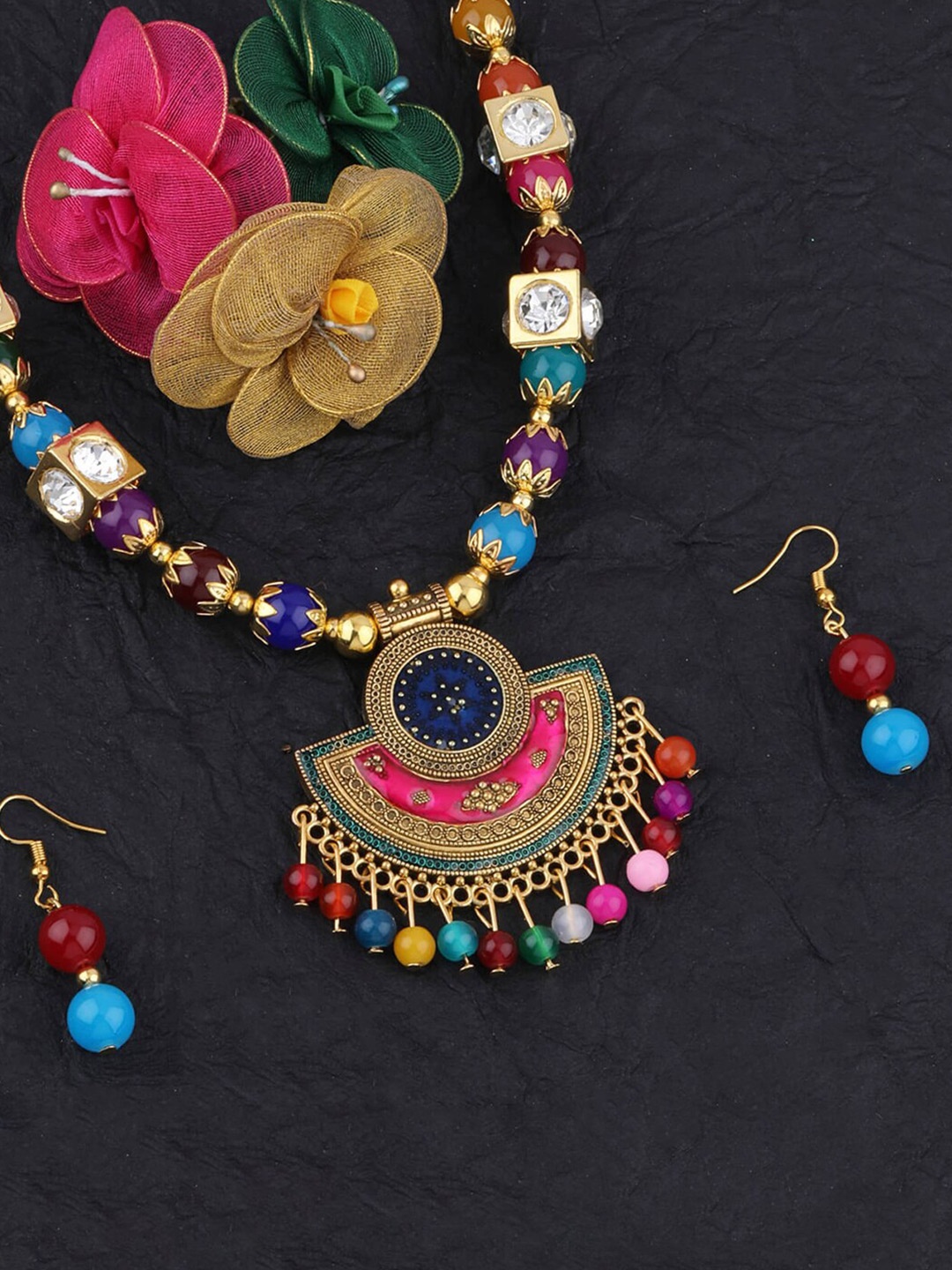 

Silver Shine Gold-Toned & Blue Gold-Plated Necklace