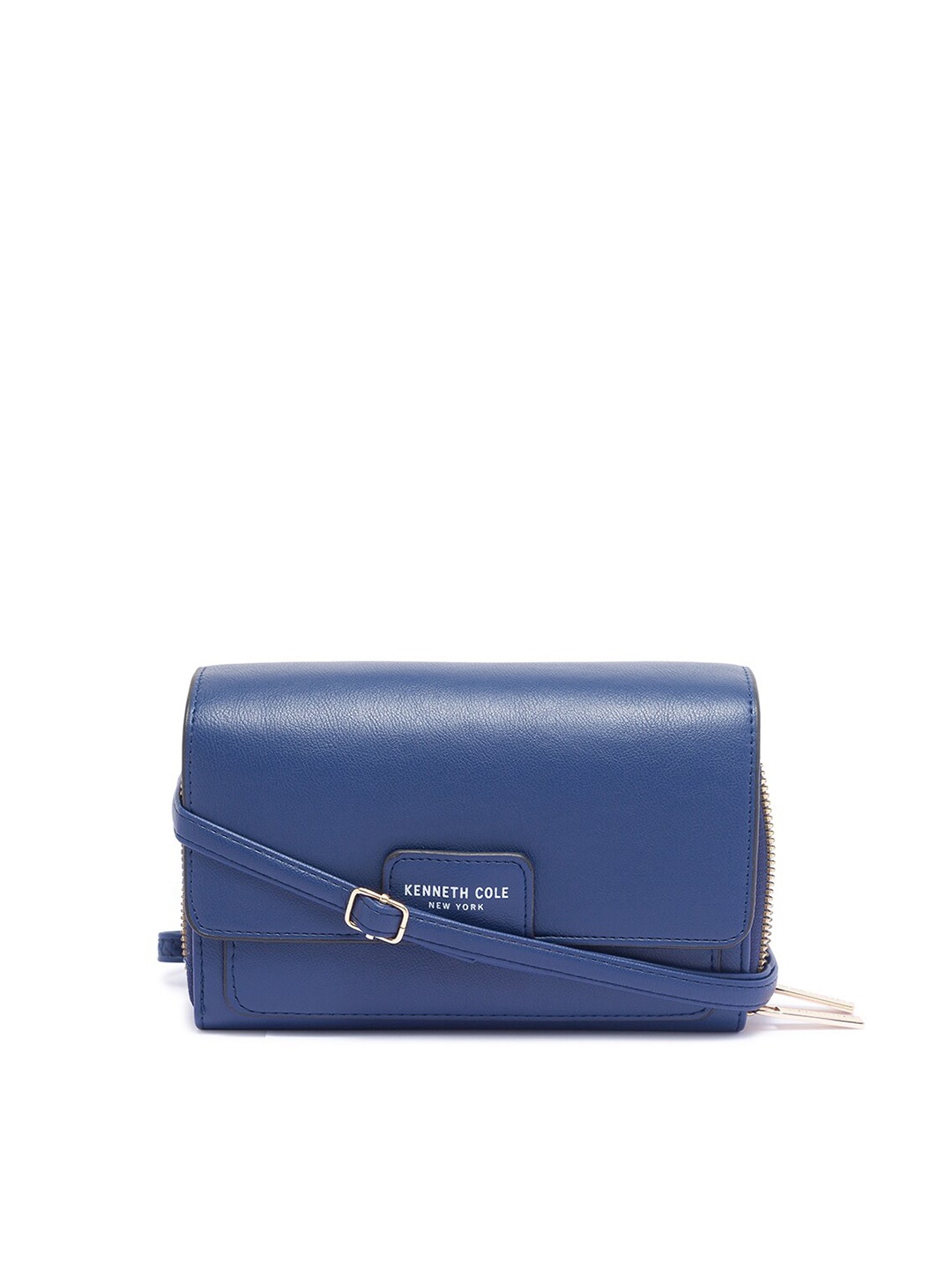 

Kenneth Cole Women Navy Blue Sling Strap Zip Around Wallet