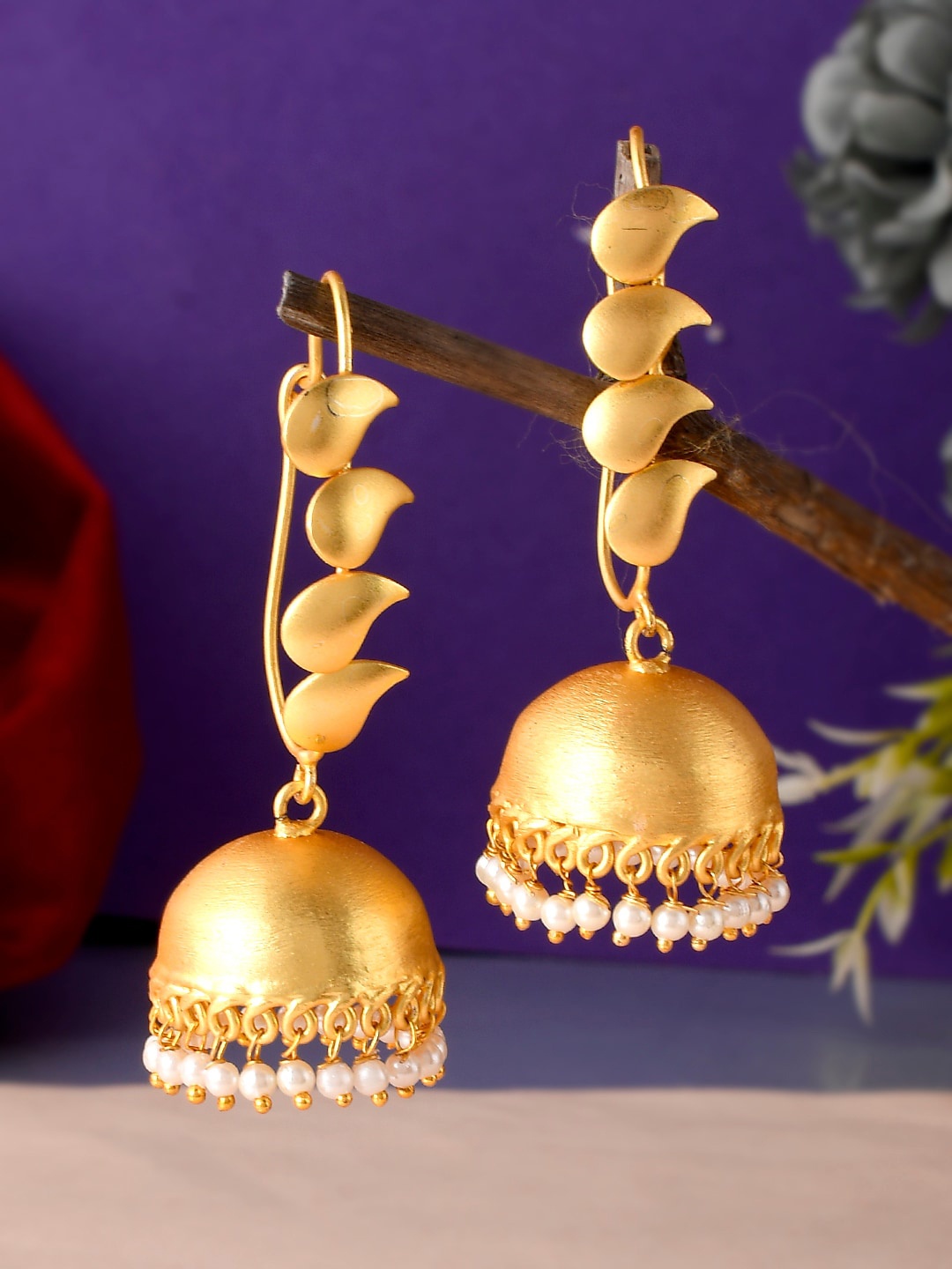 

Silvermerc Designs Gold-Plated Contemporary Jhumkas Earrings