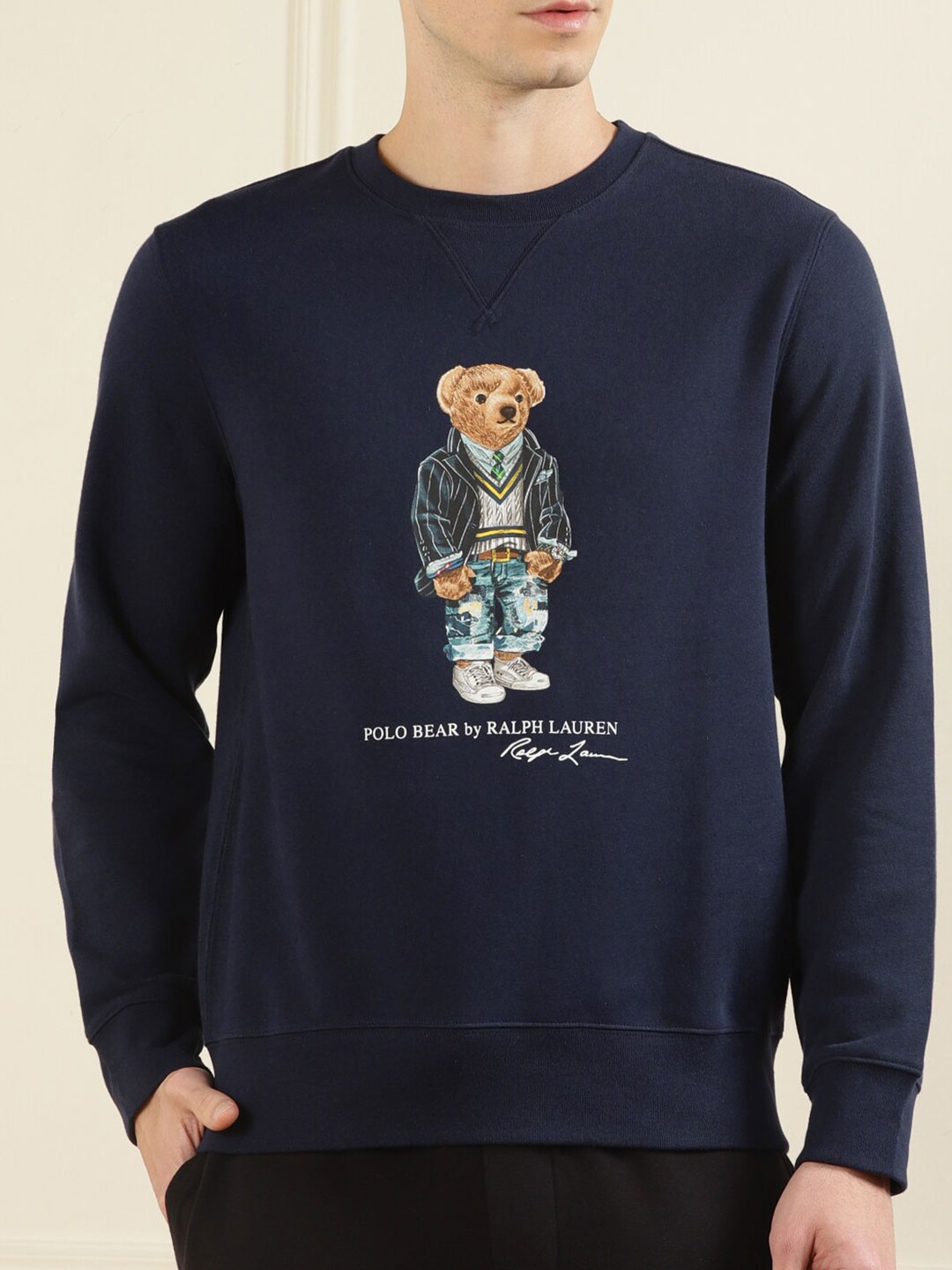 

Polo Ralph Lauren Men Navy Blue Printed Fleece Sweatshirt