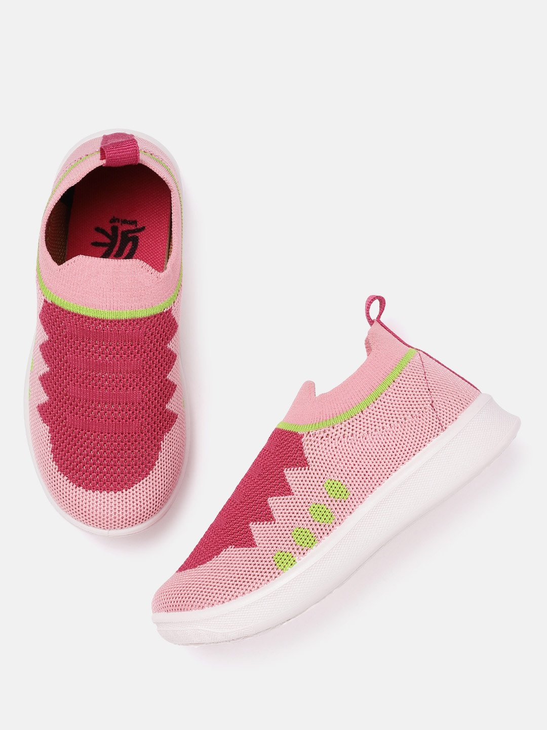 

YK Girls Pink Woven Design Slip-On Sneakers