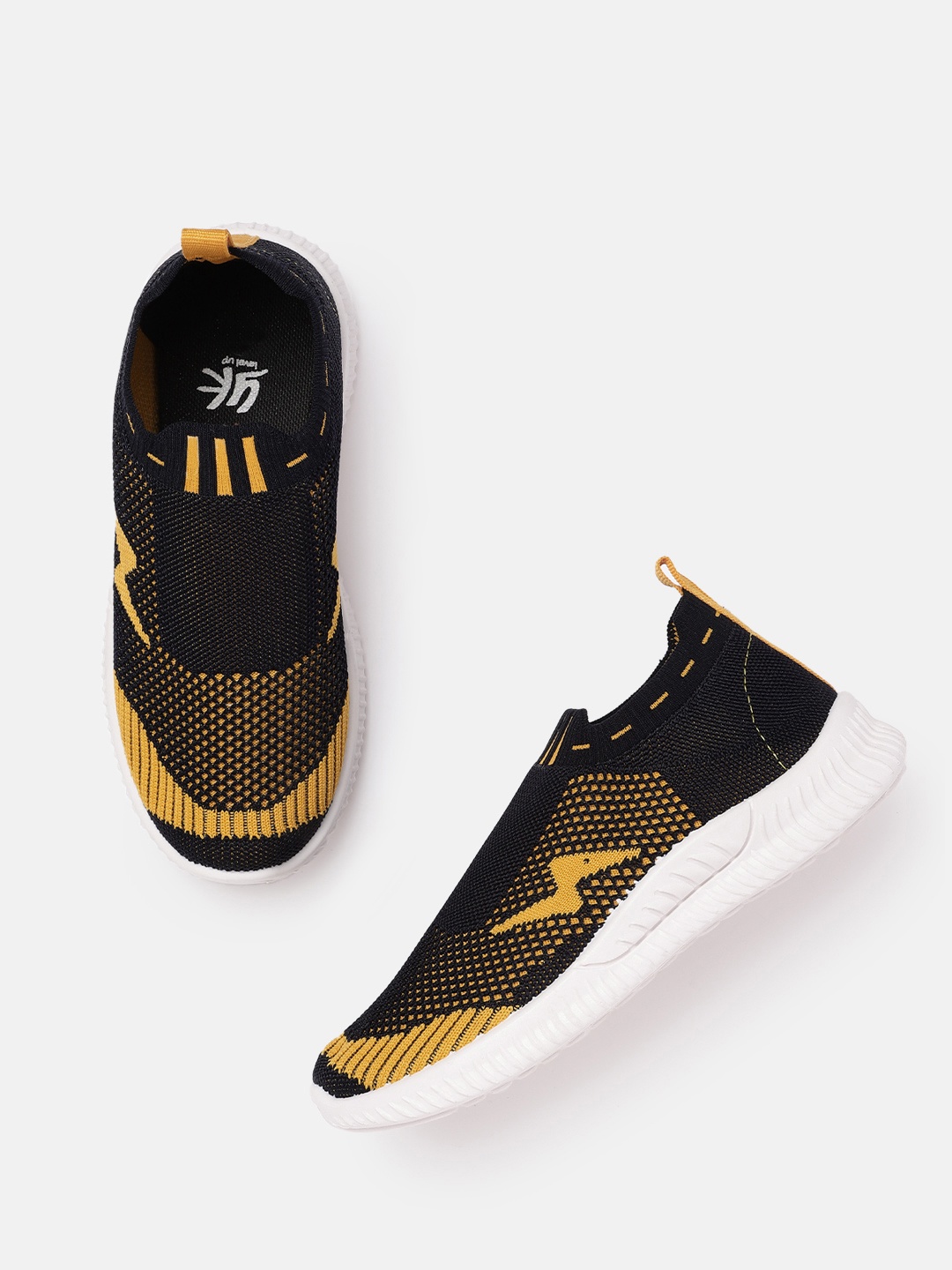 

YK Boys Black & Yellow Woven Design Sneakers