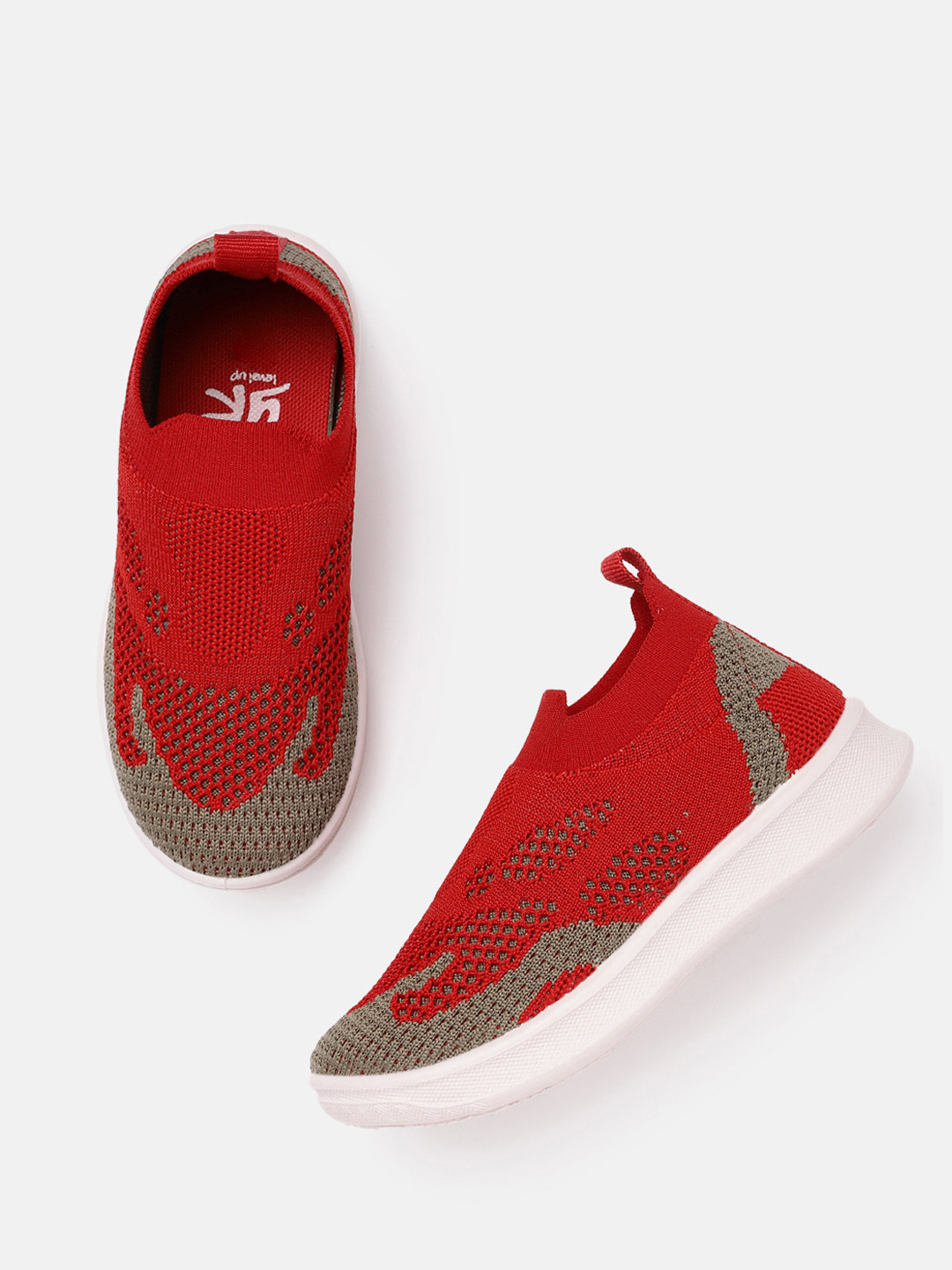 

YK Boys Red & Brown Woven Design Sneakers