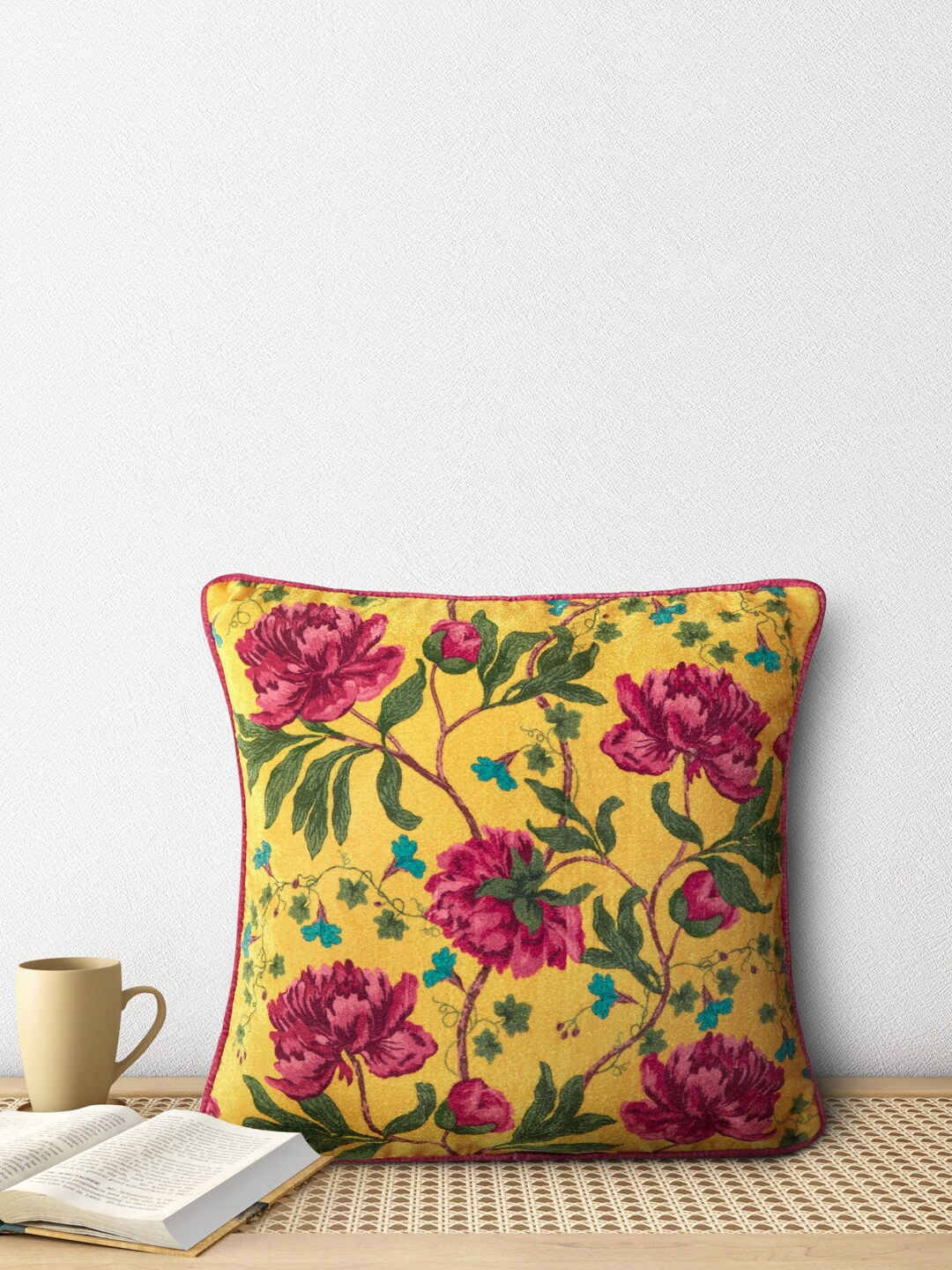 

Living scapes by Pantaloons Yellow & Red Floral Cotton Square Cushion Covers