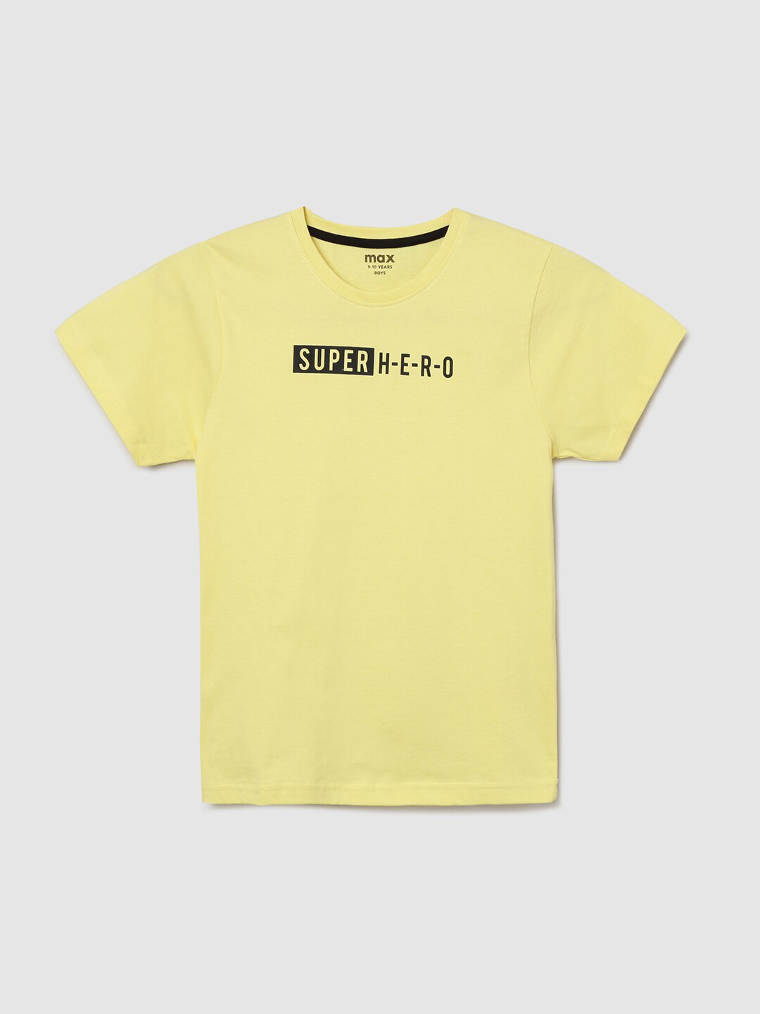 

Max Boys Yellow Typography T-shirt