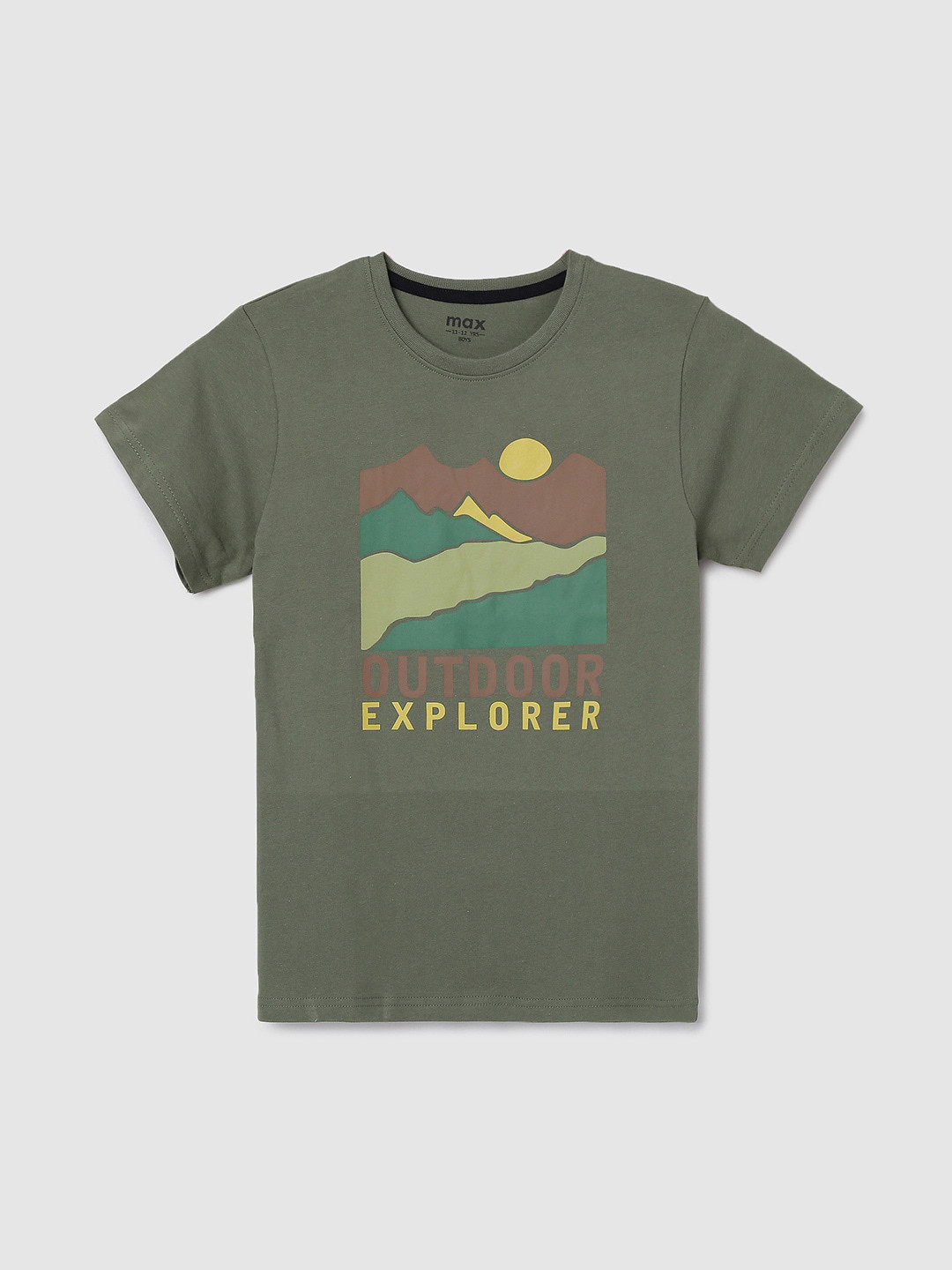 

max Boys Green Printed Round Neck T-shirt