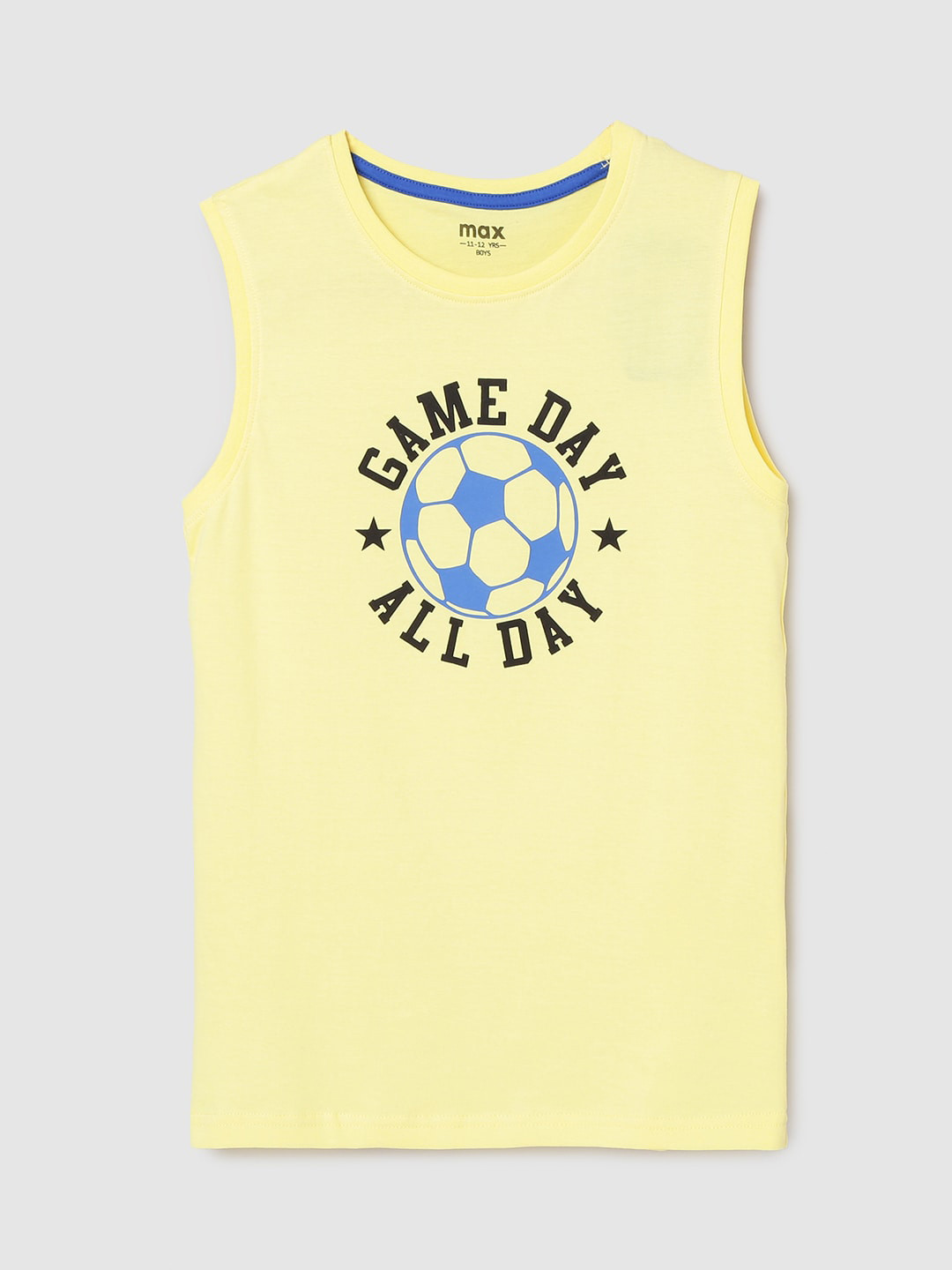 

max Boys Yellow Typography Printed Applique T-shirt