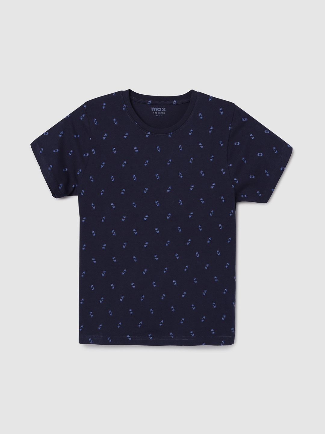 

max Boys Navy Blue Printed T-shirt