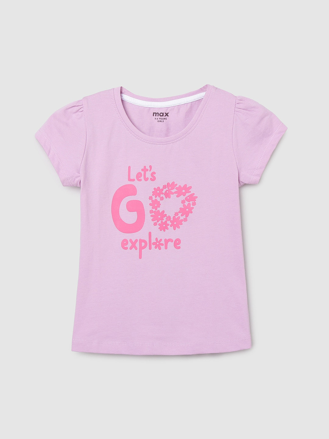 

max Girls Purple Typography Printed T-shirt