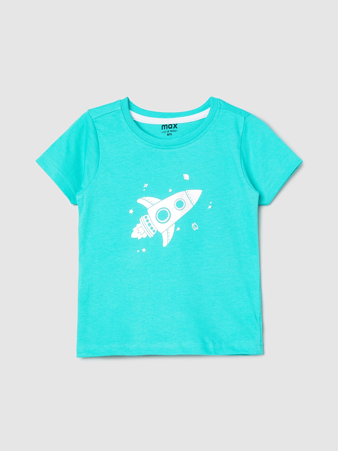 

max Boys Blue Typography Printed T-shirt