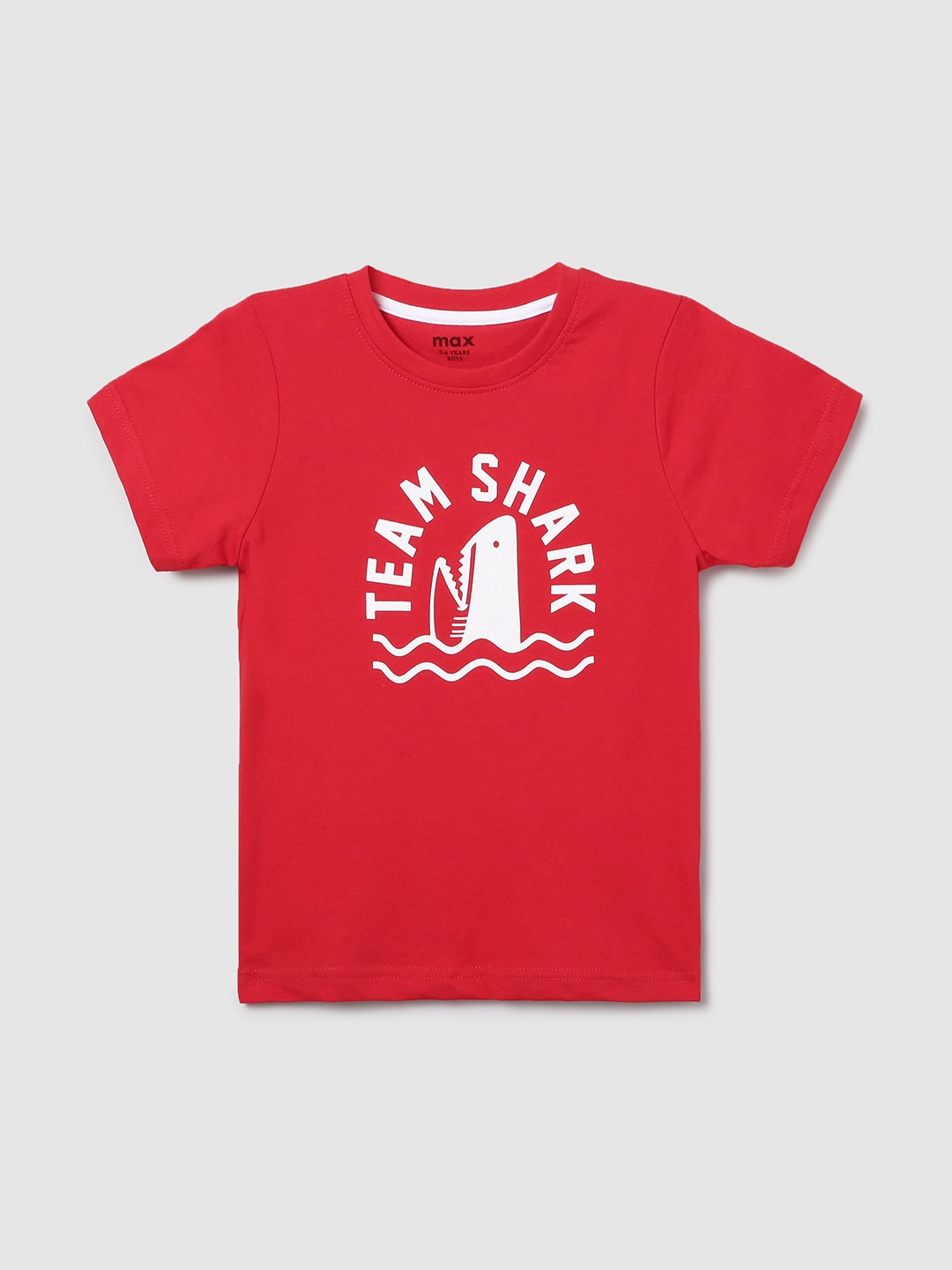 

max Boys Red Typography Printed T-shirt
