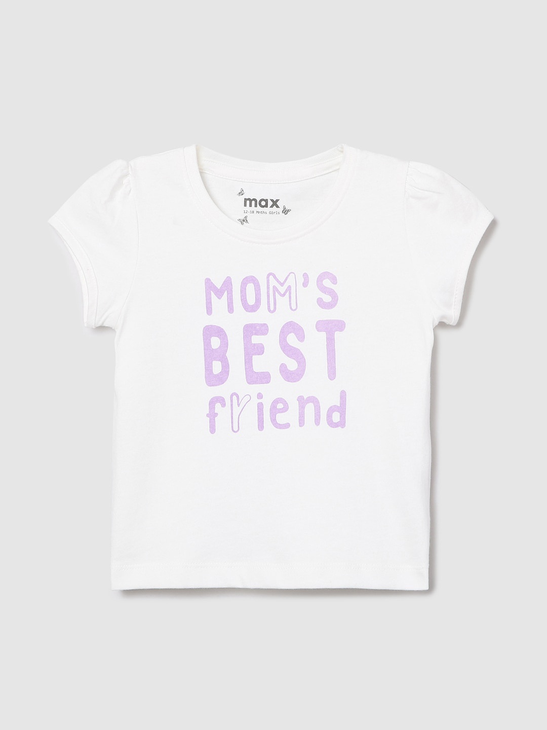 

max Girls White Typography Printed Cotton T-shirt