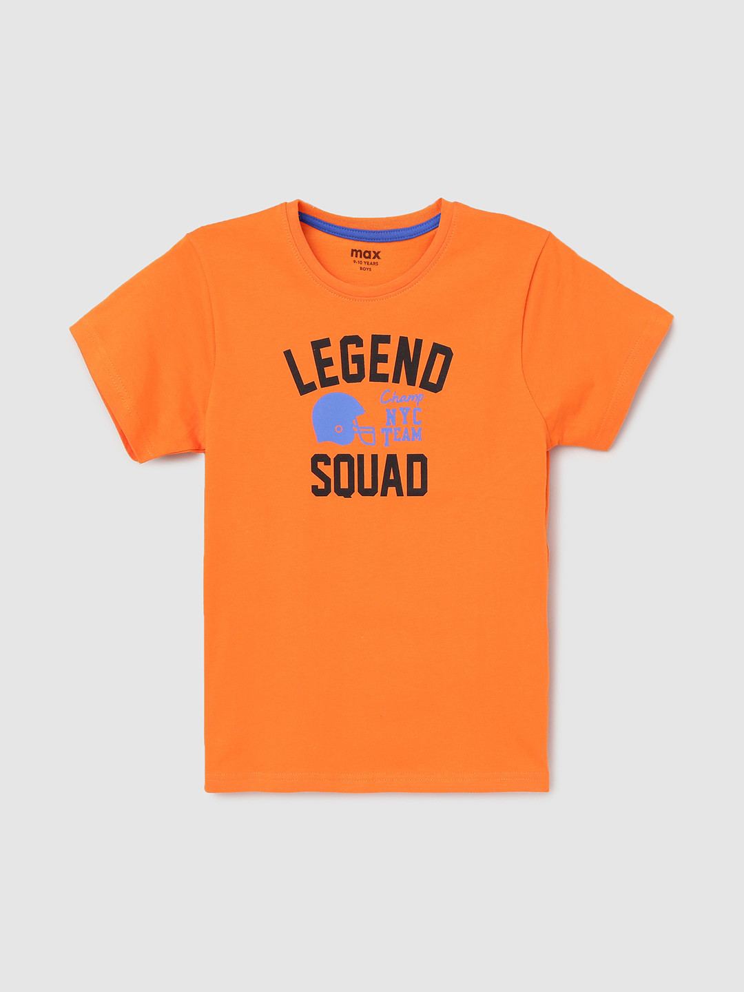

max Kids-Boys Orange Typography Printed Pure Cotton T-shirt