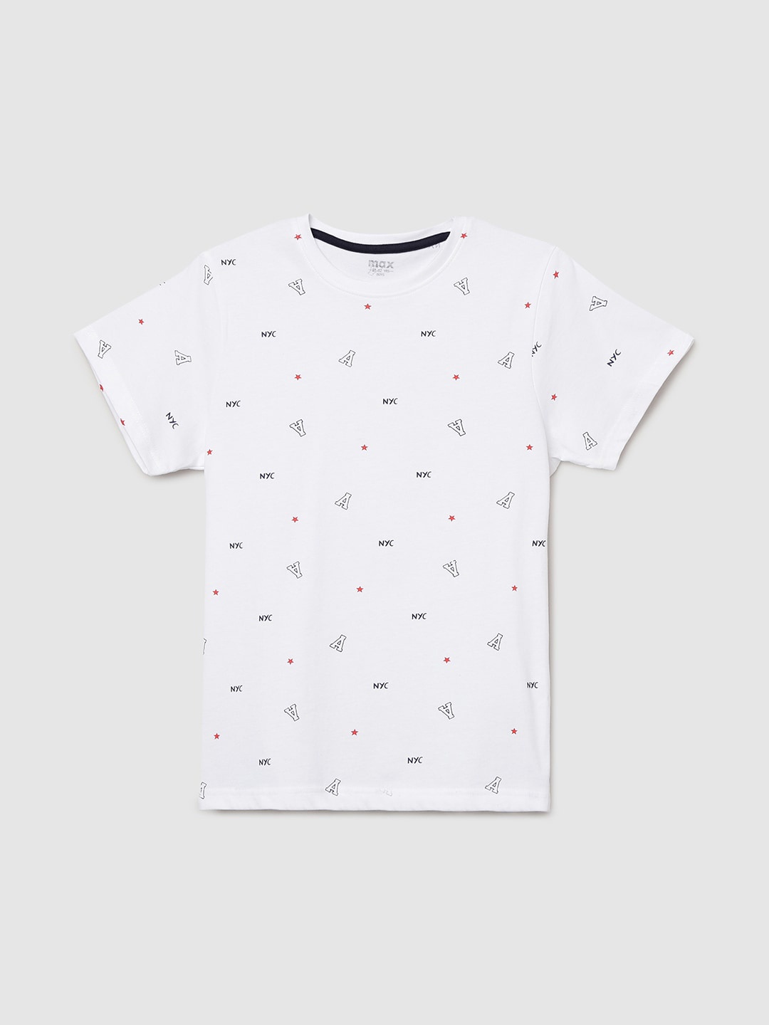 

max Boys White Conversational Printed T-shirt