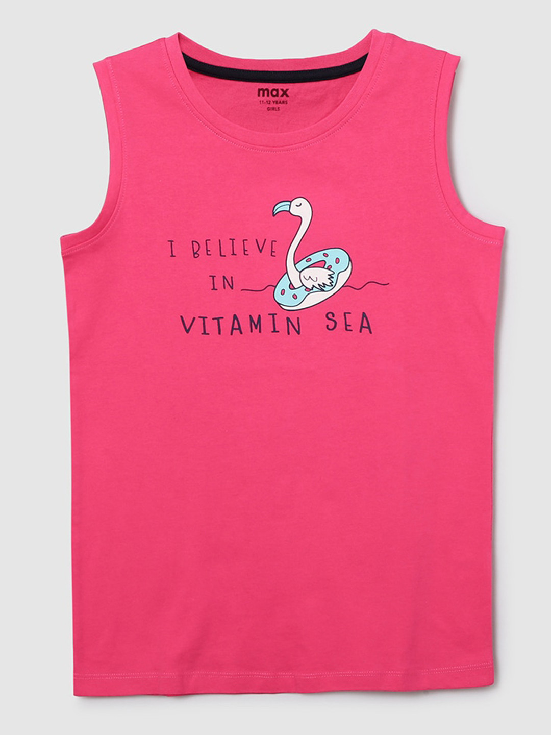 

Max Girls Fuchsia Typography Printed T-shirt