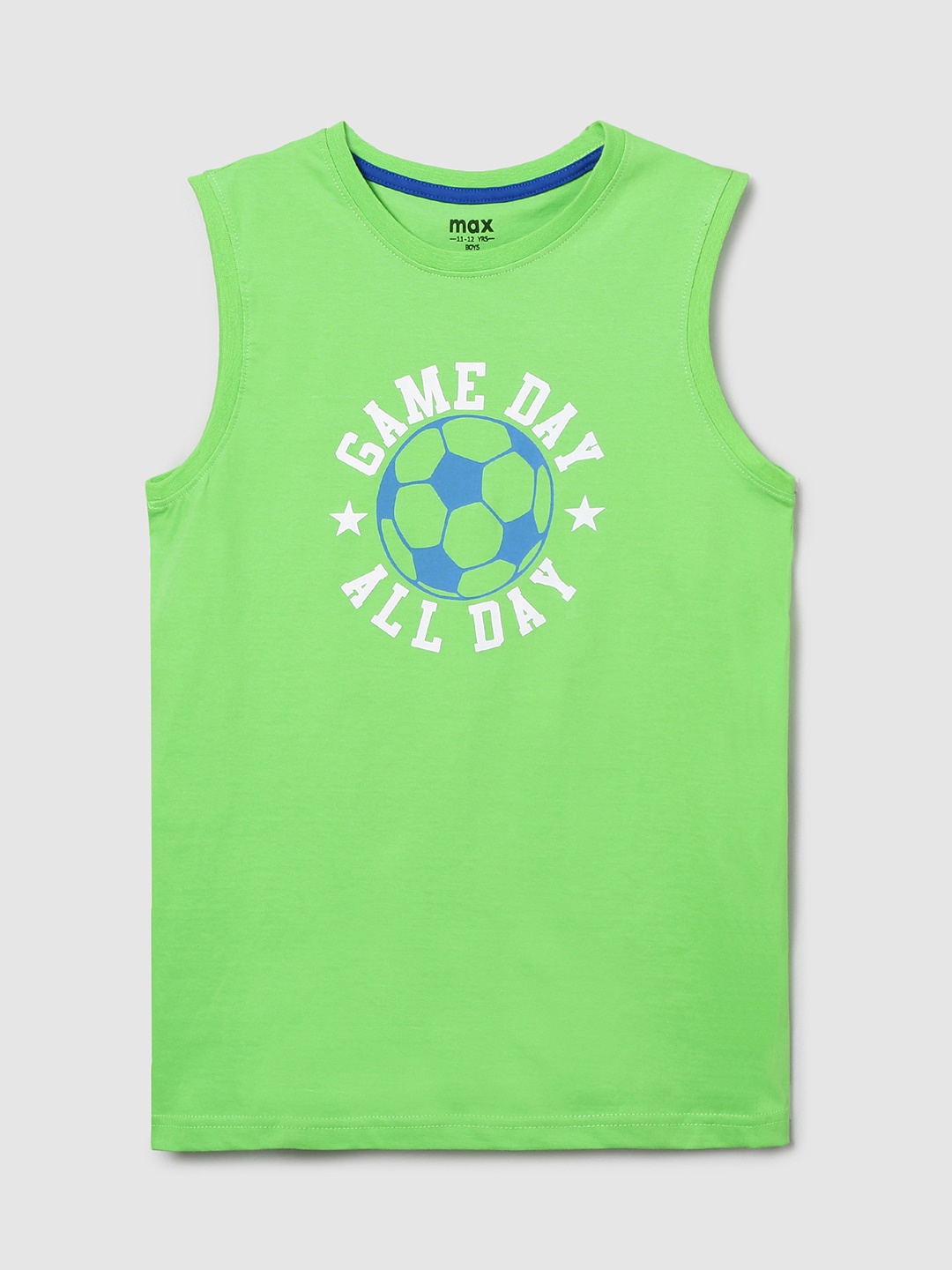 

max Boys Green Printed Pure Cotton T-shirt