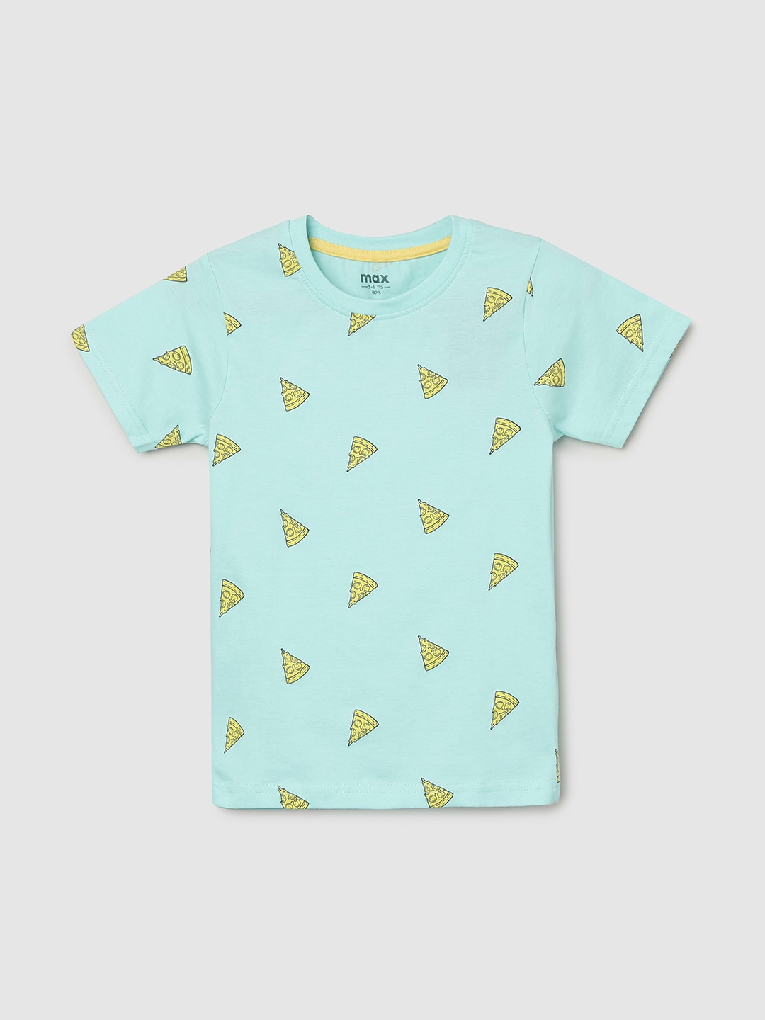 

max Boys Turquoise Blue & Yellow Printed T-shirt